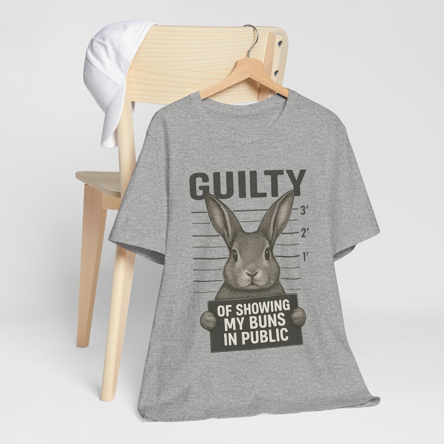 Guilty of Showing My Buns in Public Rabbit Exhibitor T-Shirt – Unisex Funny Bunny Graphic Tee - Quirky Gift for Animal Lovers