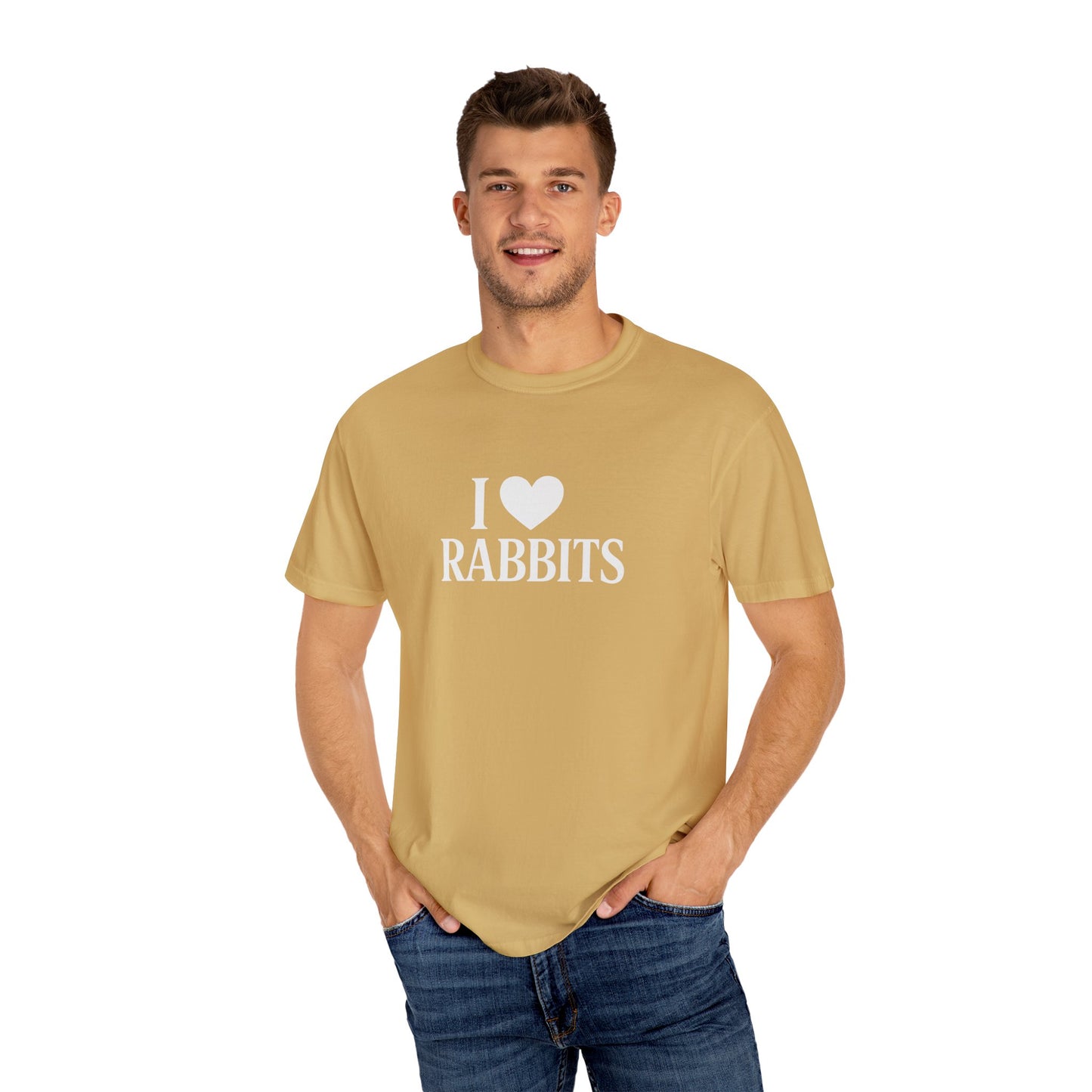 I ♥ Rabbits – Garment-Dyed Unisex Tee for Bunthusiasts - I Love Rabbits T-Shirt for Bunny Lovers