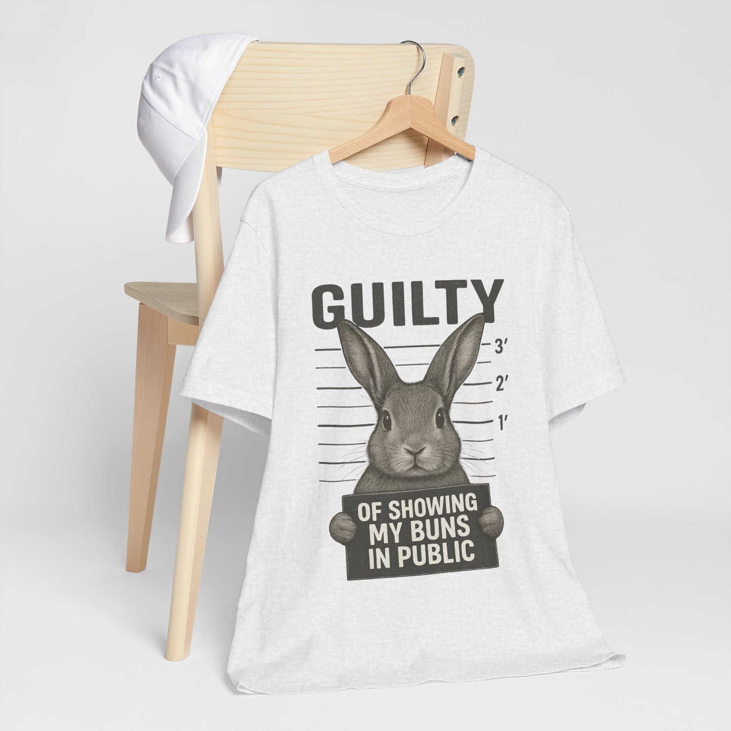 Guilty of Showing My Buns in Public Rabbit Exhibitor T-Shirt – Unisex Funny Bunny Graphic Tee - Quirky Gift for Animal Lovers