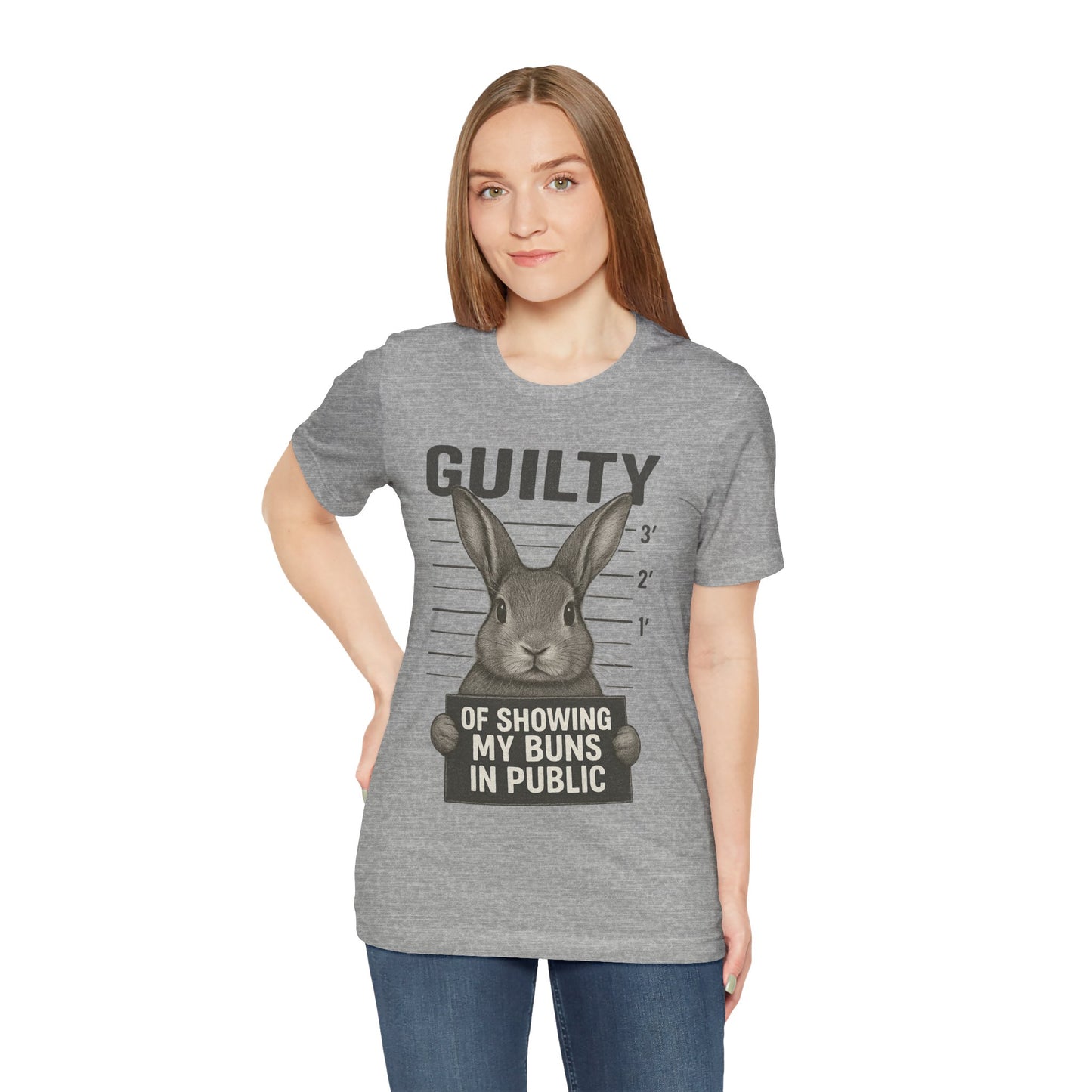 Guilty of Showing My Buns in Public Rabbit Exhibitor T-Shirt – Unisex Funny Bunny Graphic Tee - Quirky Gift for Animal Lovers