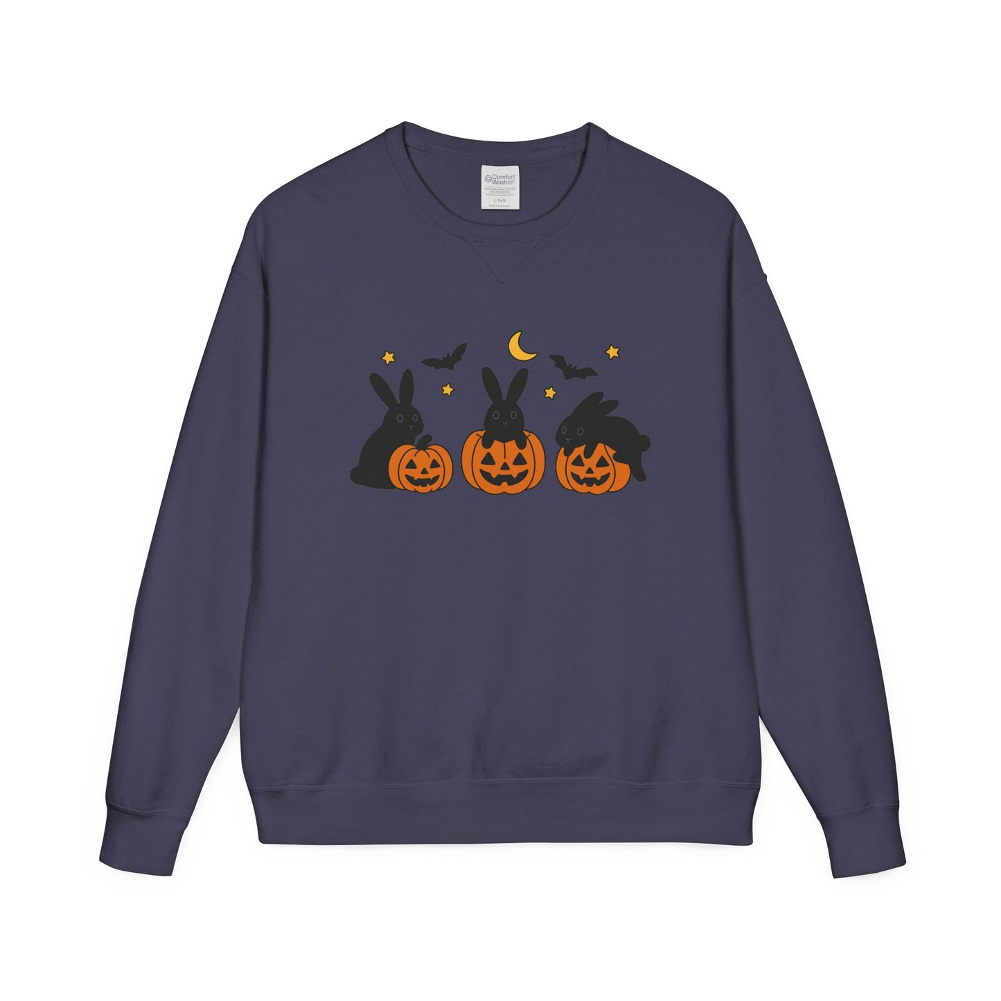 Pumpkin Patch Bunnies Halloween Sweatshirt – Rabbit & Jack-o’-Lantern Crewneck | Cozy Fall Fashion Unisex Apparel - Spooky Season Gift