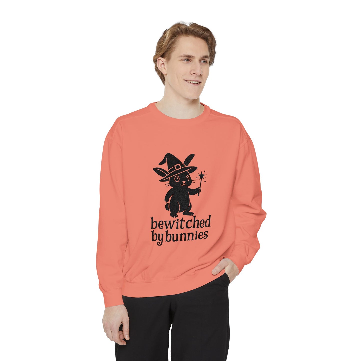 Bewitched by Bunnies Unisex Sweatshirt – Cozy Fall Rabbit Witch Pullover for Fall Festivities - Halloween Gift