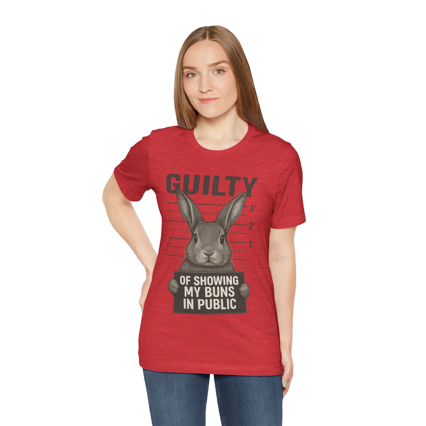 Guilty of Showing My Buns in Public Rabbit Exhibitor T-Shirt – Unisex Funny Bunny Graphic Tee - Quirky Gift for Animal Lovers