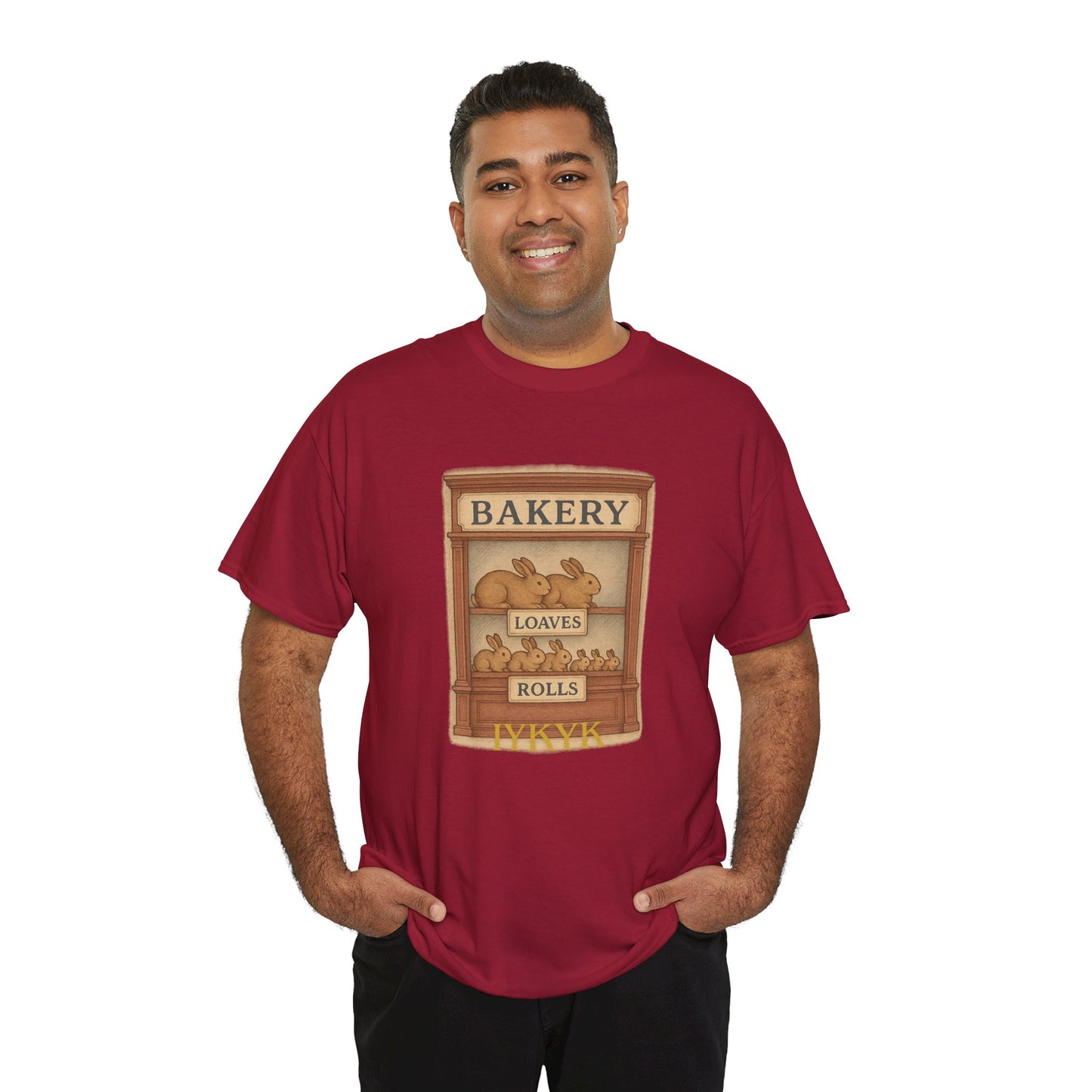 Loaves, Rolls & IYKYK – Bunny Bakery Tee - Unisex Short Sleeve - Vintage Bakery Shirt - Baking & Rabbit Lover Apparel