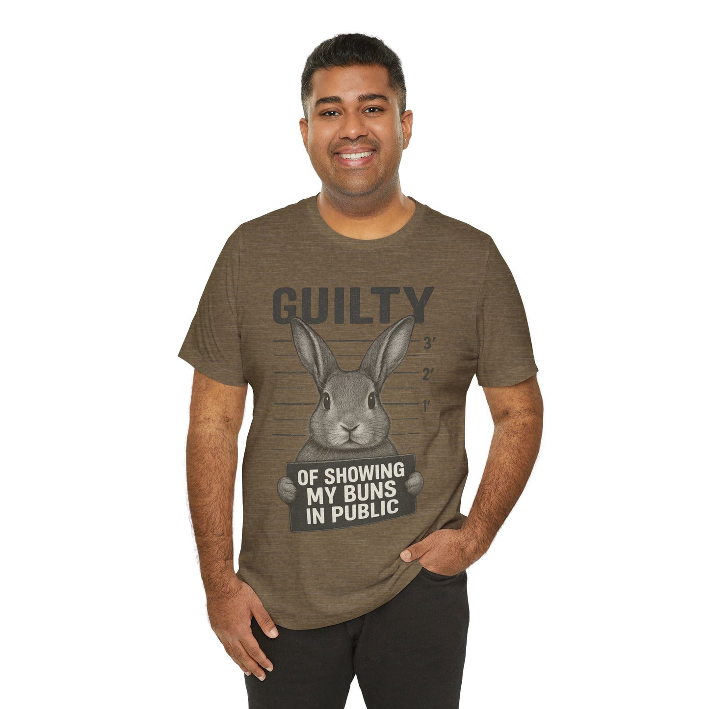 Guilty of Showing My Buns in Public Rabbit Exhibitor T-Shirt – Unisex Funny Bunny Graphic Tee - Quirky Gift for Animal Lovers
