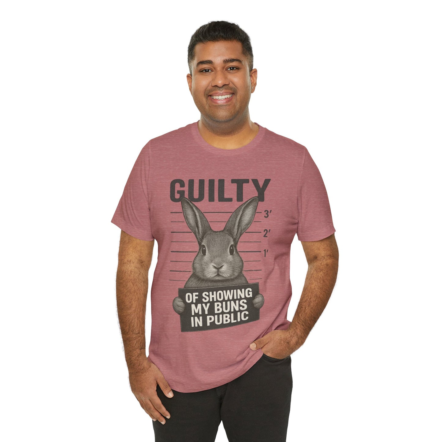 Guilty of Showing My Buns in Public Rabbit Exhibitor T-Shirt – Unisex Funny Bunny Graphic Tee - Quirky Gift for Animal Lovers