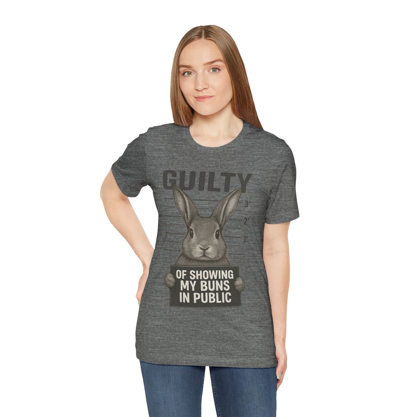 Guilty of Showing My Buns in Public Rabbit Exhibitor T-Shirt – Unisex Funny Bunny Graphic Tee - Quirky Gift for Animal Lovers