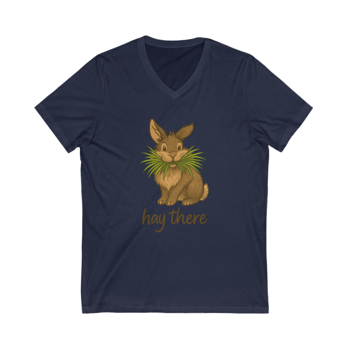 Hay There Bunny V-Neck Shirt – Farm, Rabbitry & Rabbit Lover Classic Tee - Funny Unisex Animal T-Shirt