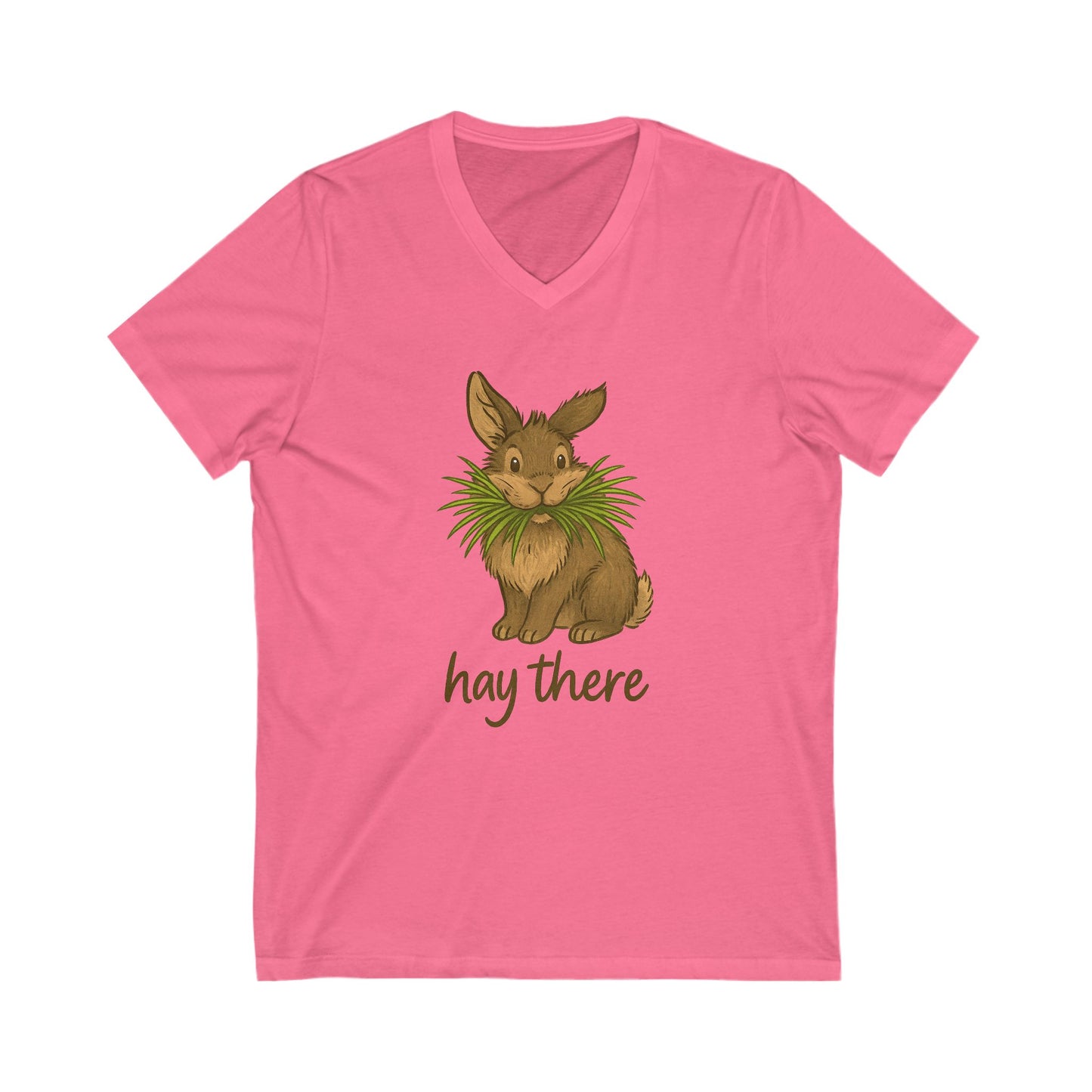 Hay There Bunny V-Neck Shirt – Farm, Rabbitry & Rabbit Lover Classic Tee - Funny Unisex Animal T-Shirt