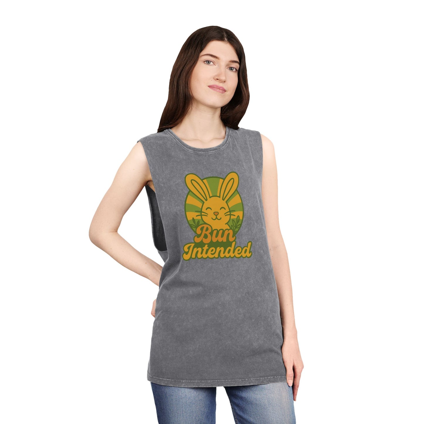 Stonewash Bun Intended Tank Top - Retro Graphic Tee - Vintage Casual Summer Wear - Gift for Rabbit Lovers - Everyday Style