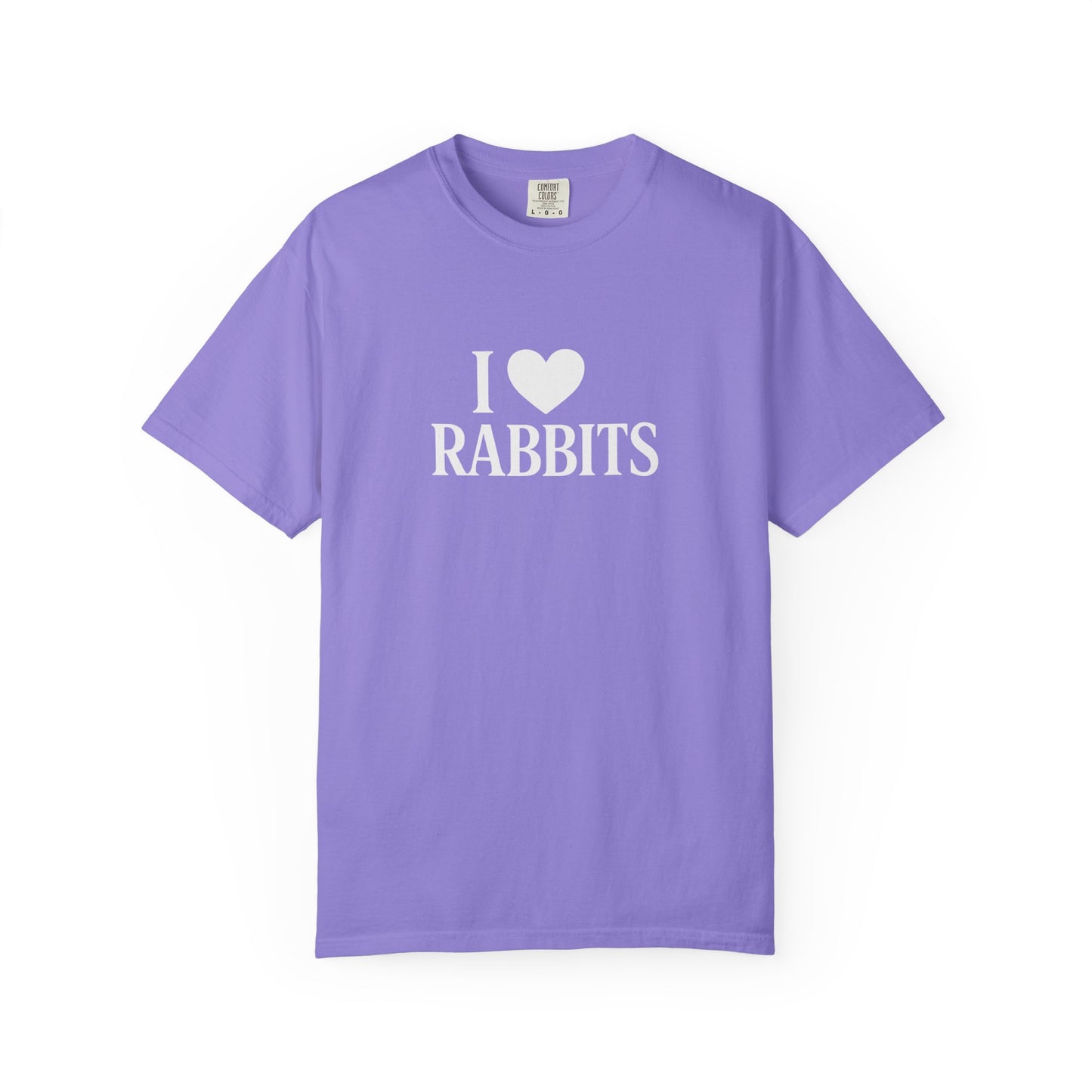 I ♥ Rabbits – Garment-Dyed Unisex Tee for Bunthusiasts - I Love Rabbits T-Shirt for Bunny Lovers