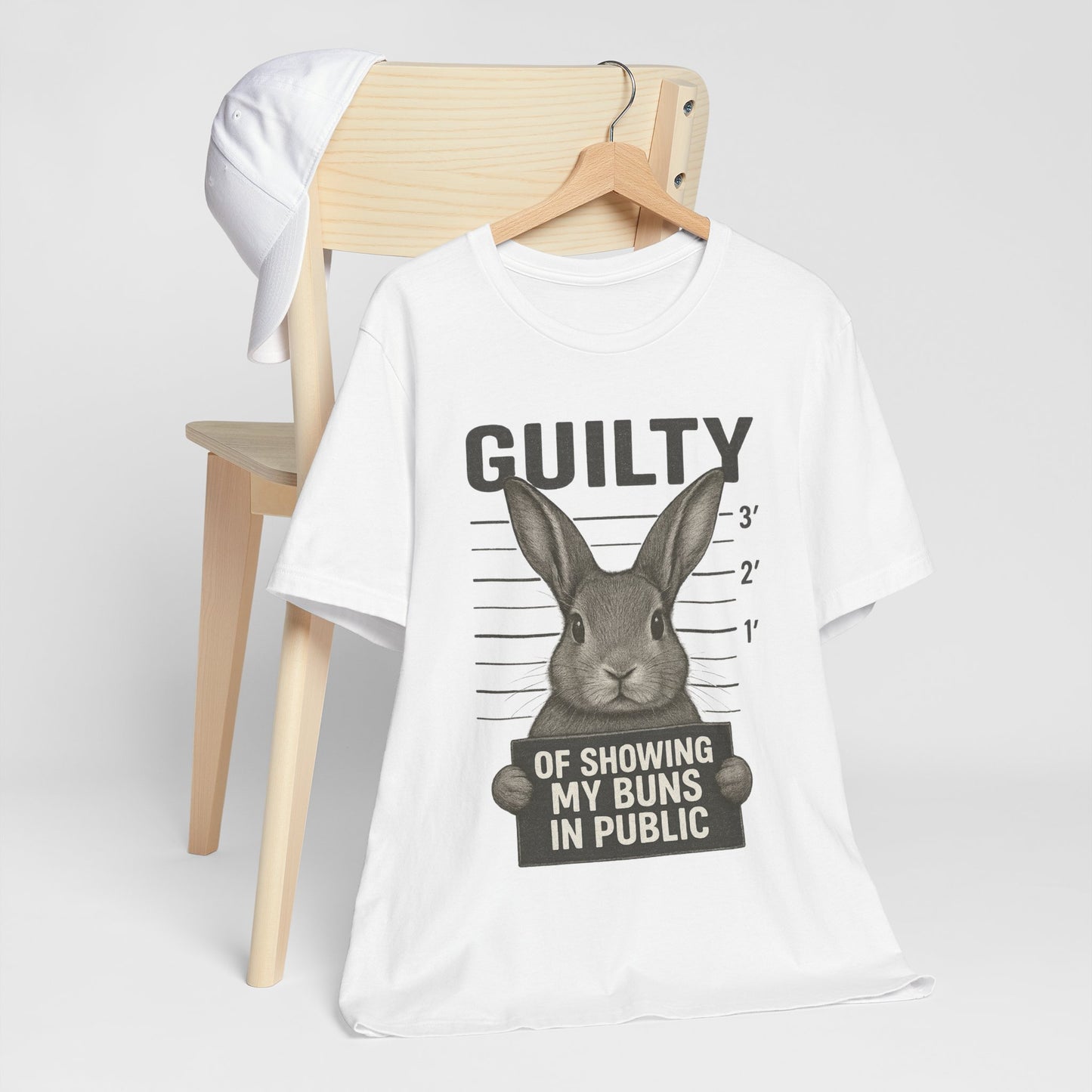 Guilty of Showing My Buns in Public Rabbit Exhibitor T-Shirt – Unisex Funny Bunny Graphic Tee - Quirky Gift for Animal Lovers