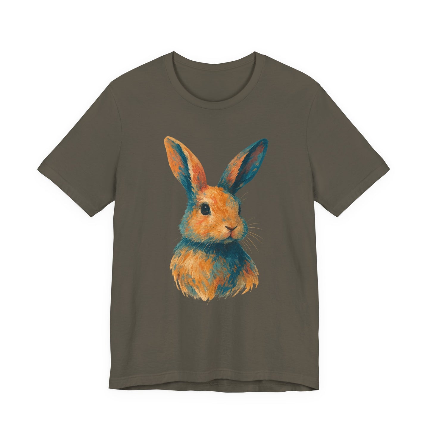 Golden Hour Bunny Unisex Short Sleeve Shirt – Painterly Rabbit Portrait T-Shirt - Artistic Graphic Tee for Animal Lovers - Unique Artwork