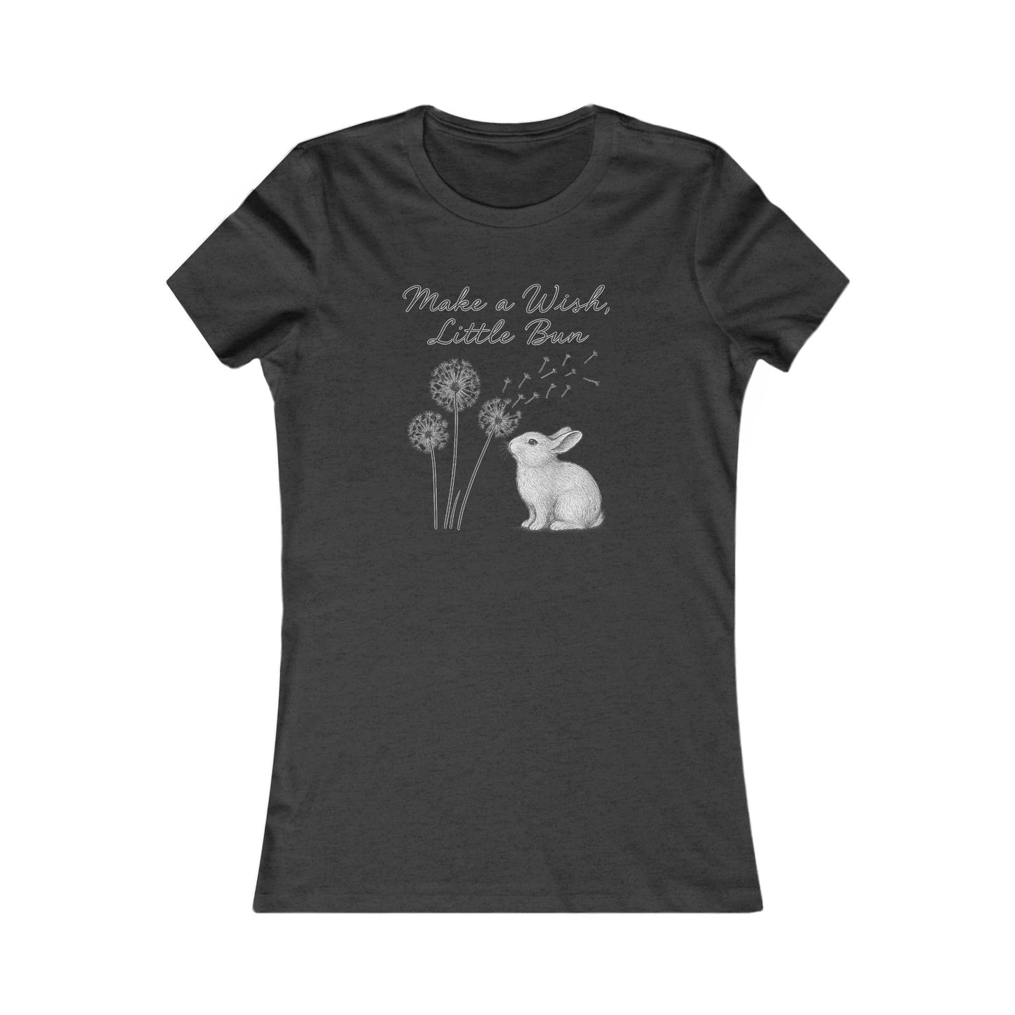 Make a Wish Little Bun Women's Tee - Cute Rabbit T-Shirt - Animal Lover Gift - Dandelion Floral Fashion Top