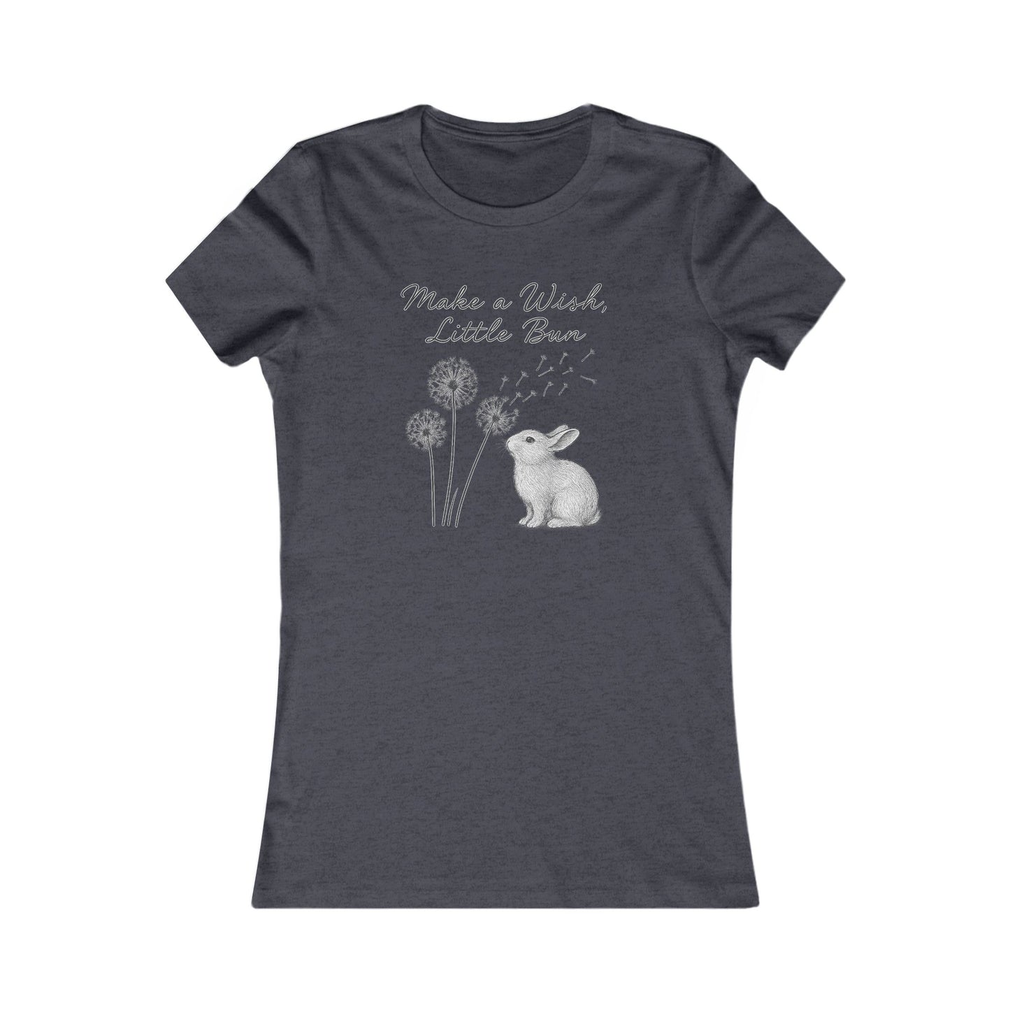 Make a Wish Little Bun Women's Tee - Cute Rabbit T-Shirt - Animal Lover Gift - Dandelion Floral Fashion Top
