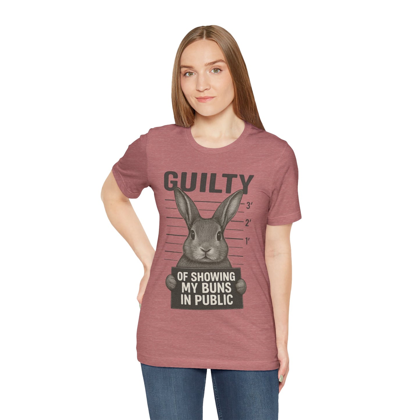 Guilty of Showing My Buns in Public Rabbit Exhibitor T-Shirt – Unisex Funny Bunny Graphic Tee - Quirky Gift for Animal Lovers