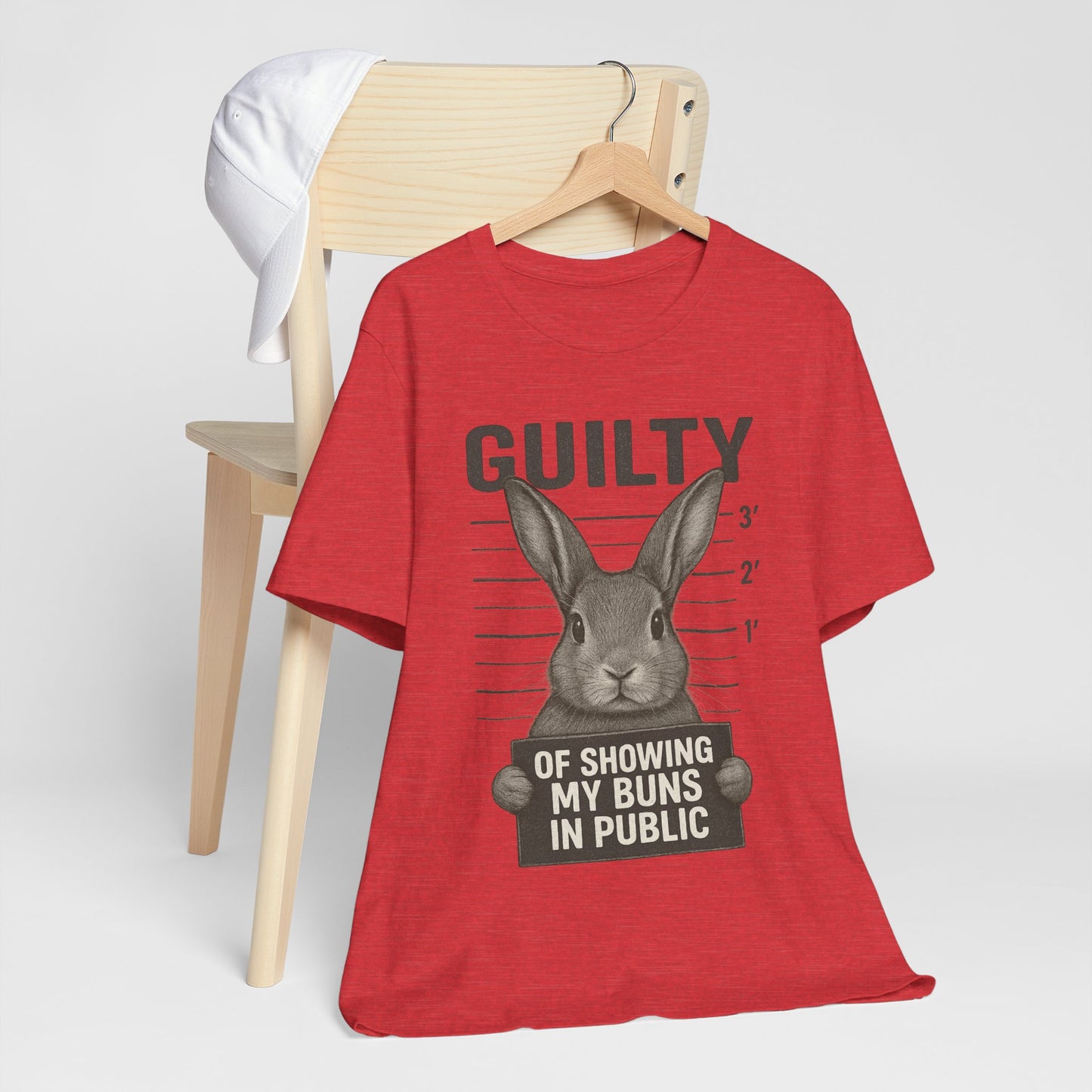 Guilty of Showing My Buns in Public Rabbit Exhibitor T-Shirt – Unisex Funny Bunny Graphic Tee - Quirky Gift for Animal Lovers