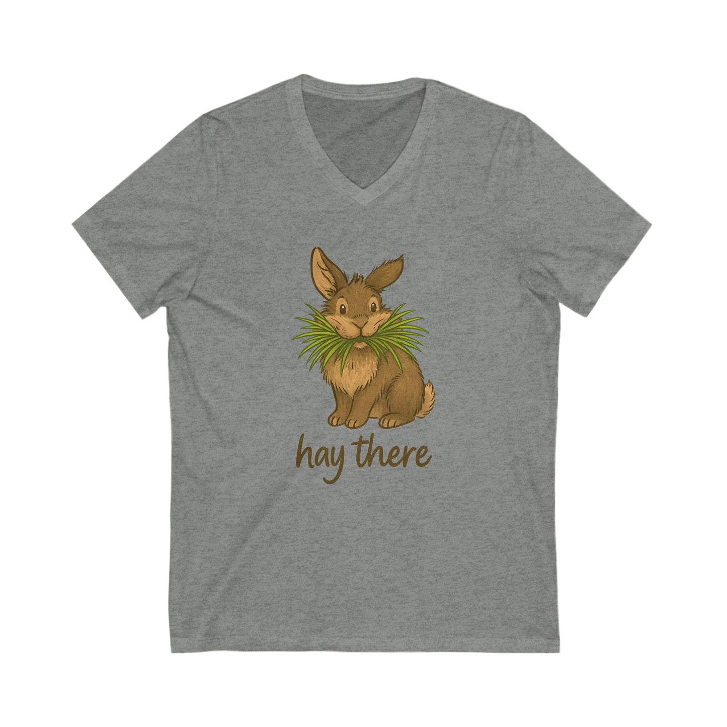 Hay There Bunny V-Neck Shirt – Farm, Rabbitry & Rabbit Lover Classic Tee - Funny Unisex Animal T-Shirt