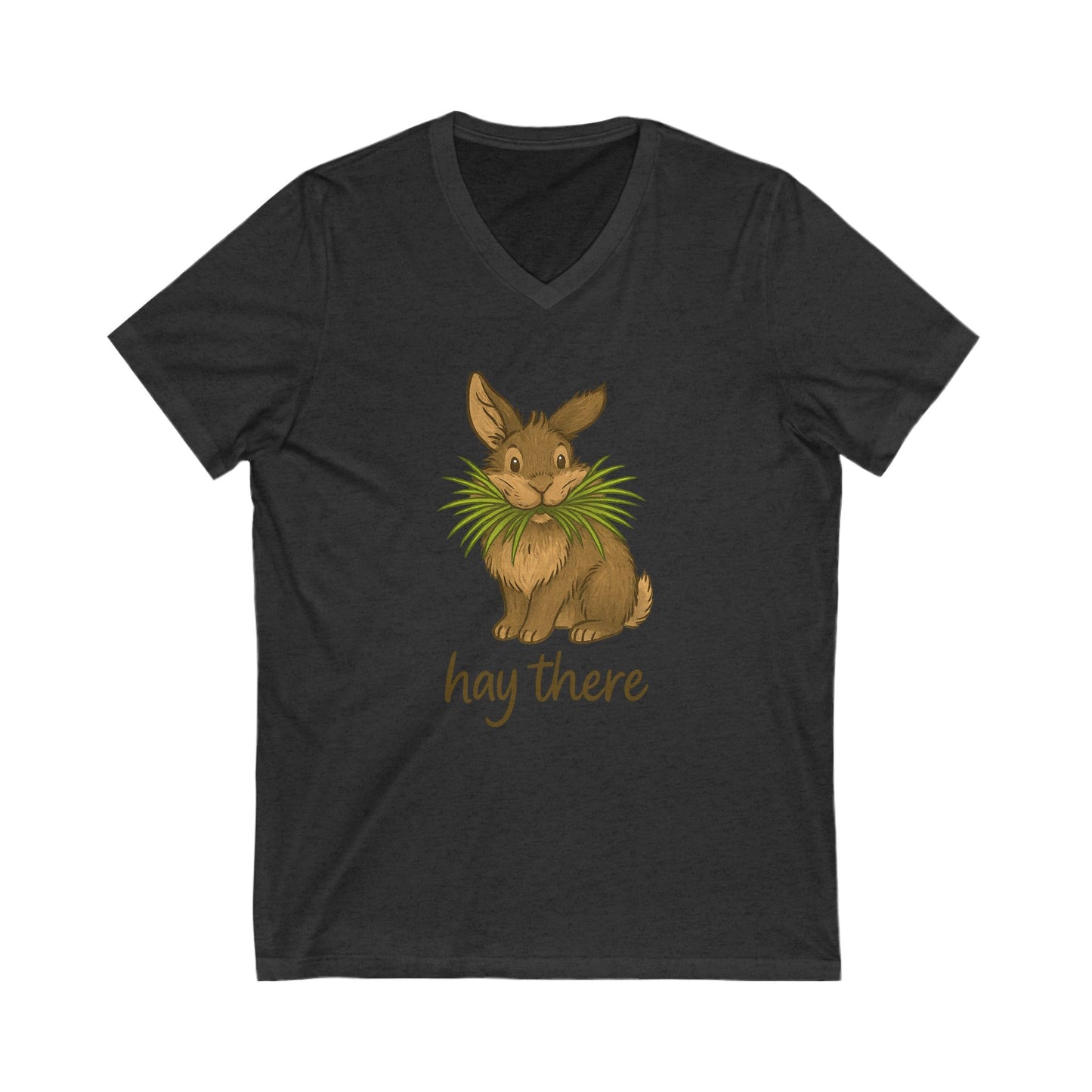 Hay There Bunny V-Neck Shirt – Farm, Rabbitry & Rabbit Lover Classic Tee - Funny Unisex Animal T-Shirt