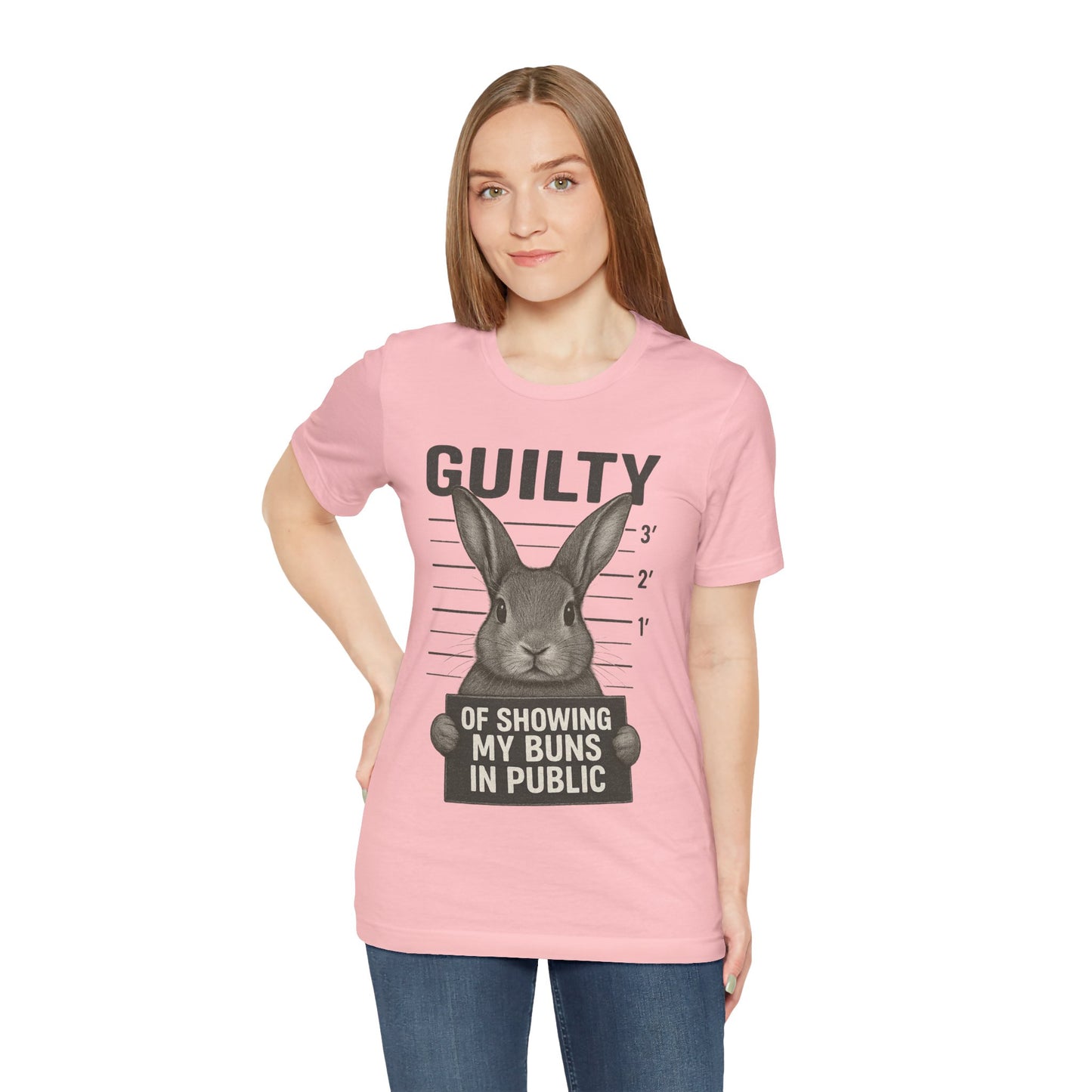 Guilty of Showing My Buns in Public Rabbit Exhibitor T-Shirt – Unisex Funny Bunny Graphic Tee - Quirky Gift for Animal Lovers