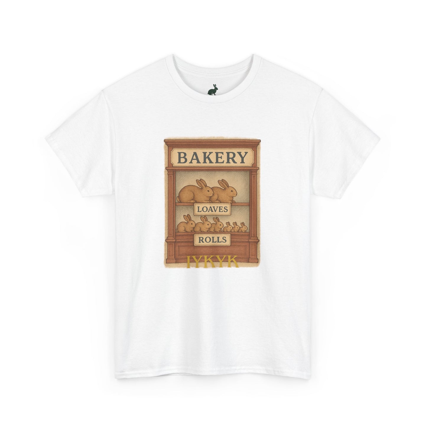 Loaves, Rolls & IYKYK – Bunny Bakery Tee - Unisex Short Sleeve - Vintage Bakery Shirt - Baking & Rabbit Lover Apparel