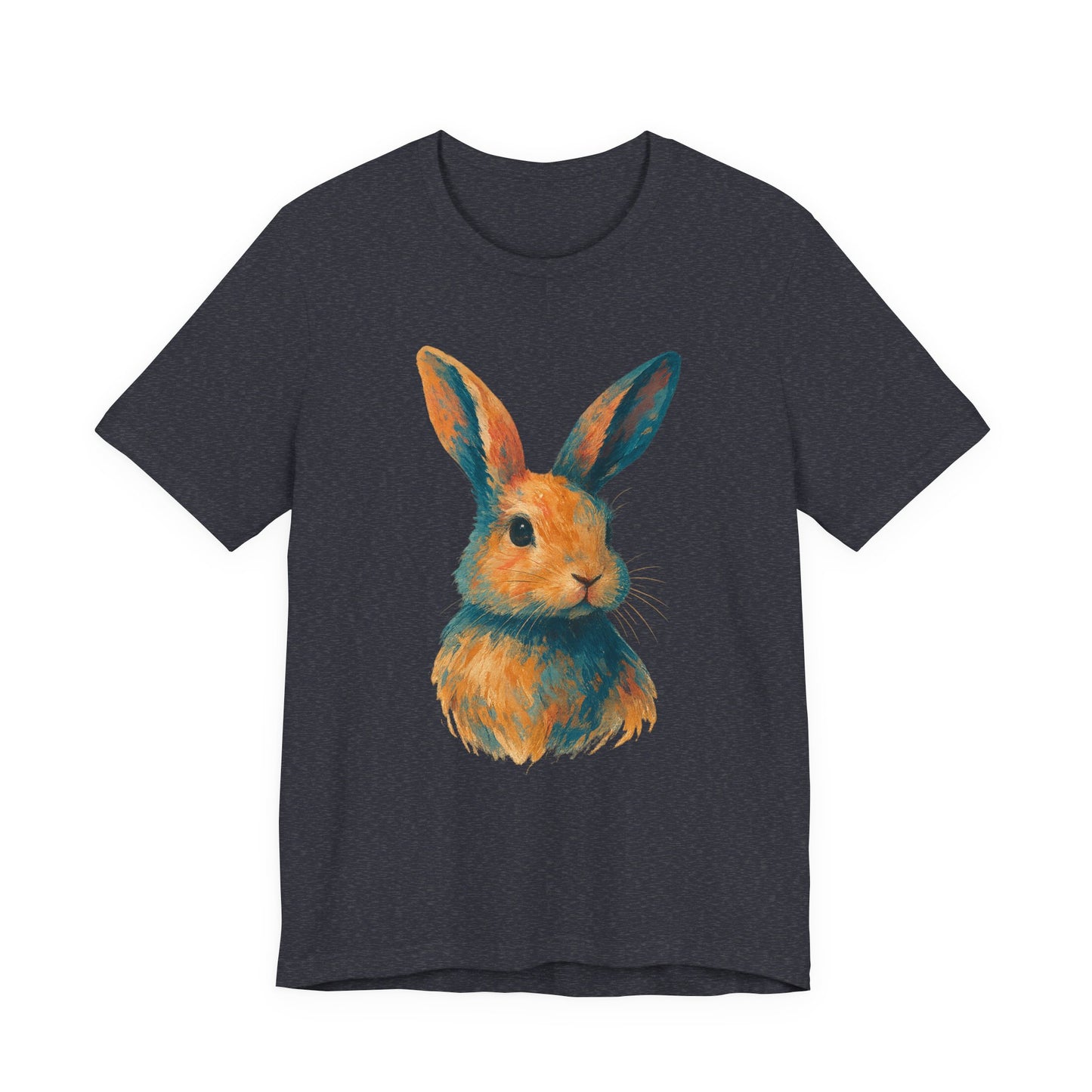 Golden Hour Bunny Unisex Short Sleeve Shirt – Painterly Rabbit Portrait T-Shirt - Artistic Graphic Tee for Animal Lovers - Unique Artwork