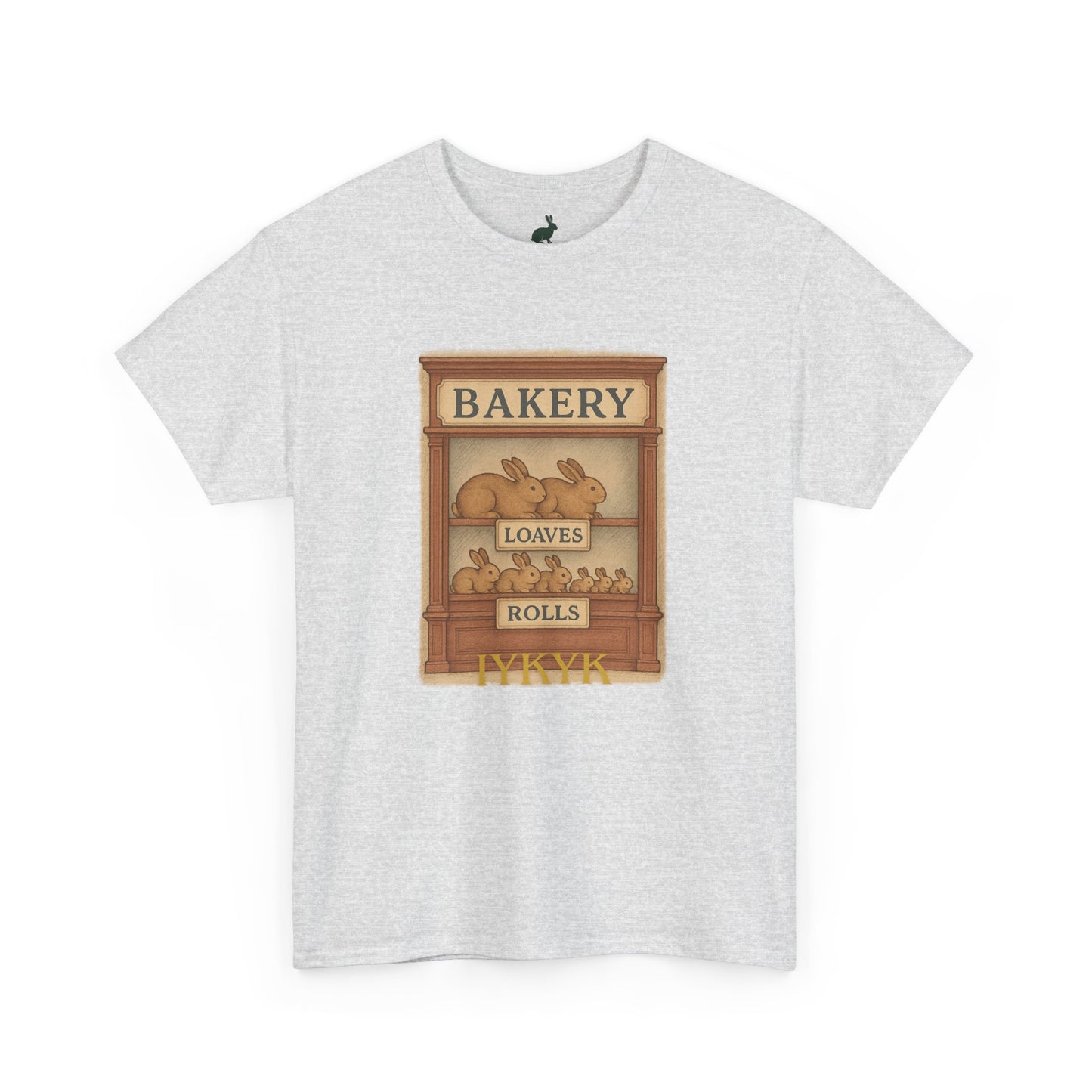 Loaves, Rolls & IYKYK – Bunny Bakery Tee - Unisex Short Sleeve - Vintage Bakery Shirt - Baking & Rabbit Lover Apparel