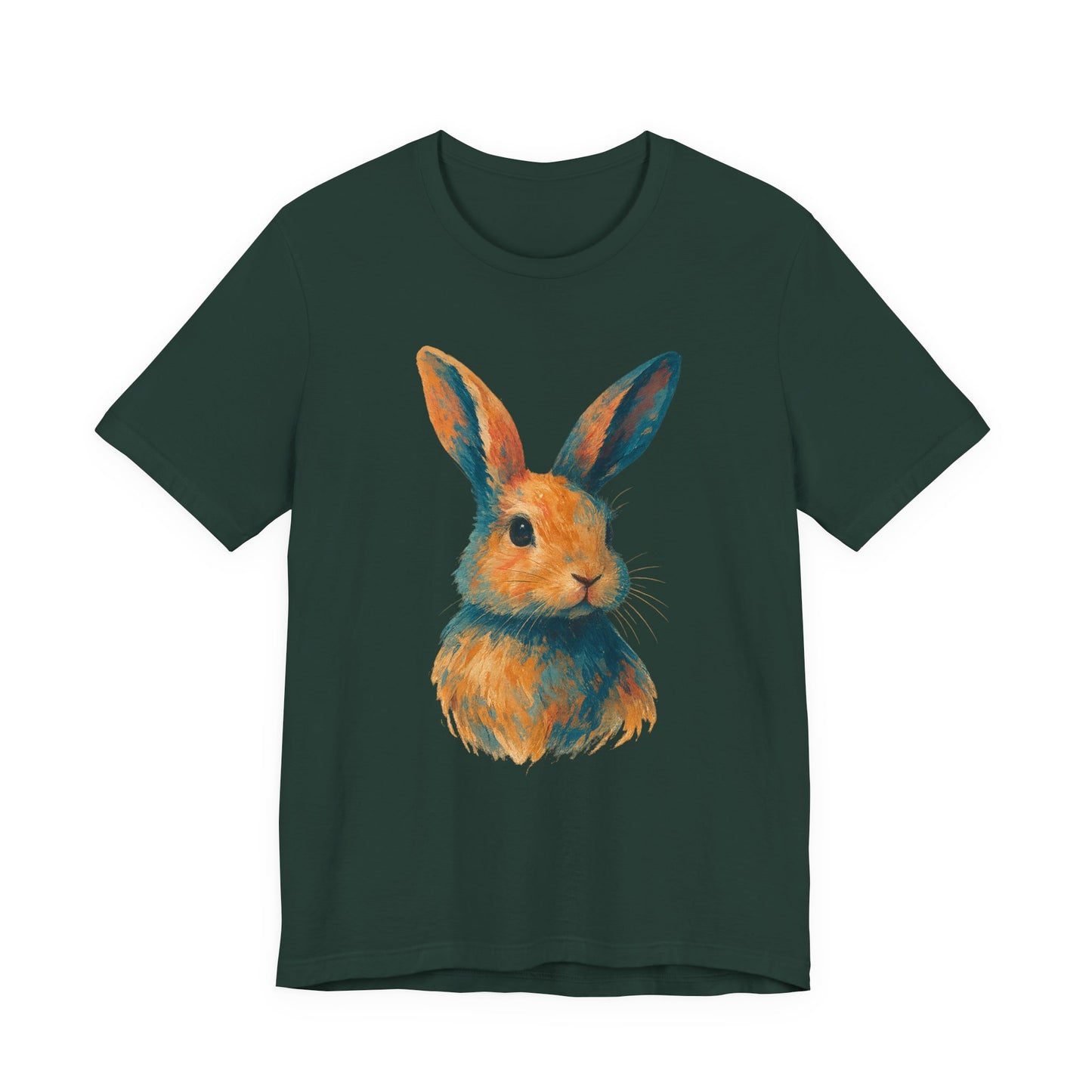 Golden Hour Bunny Unisex Short Sleeve Shirt – Painterly Rabbit Portrait T-Shirt - Artistic Graphic Tee for Animal Lovers - Unique Artwork