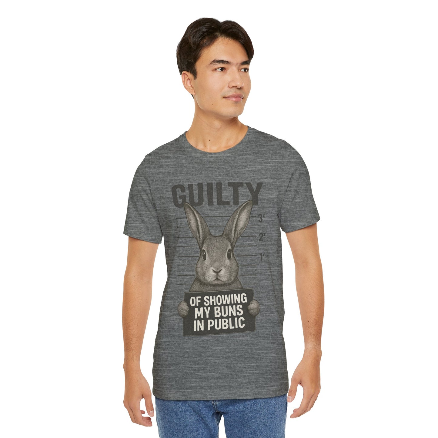 Guilty of Showing My Buns in Public Rabbit Exhibitor T-Shirt – Unisex Funny Bunny Graphic Tee - Quirky Gift for Animal Lovers