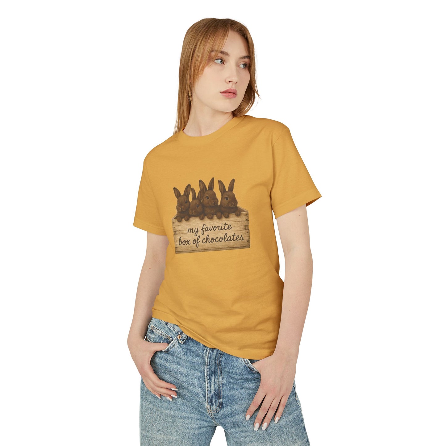 "My Favorite Box of Chocolates" Rustic Bunny Tee – Rabbit Breeder T-Shirt - Unisex Bunthusiast Shirt