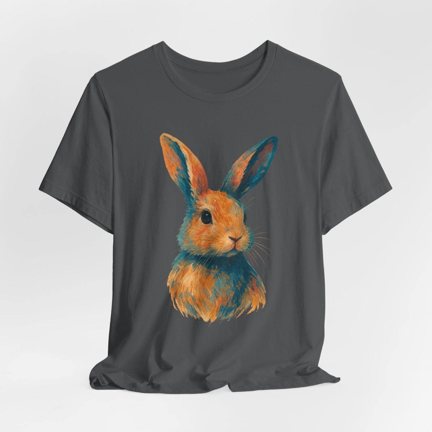 Golden Hour Bunny Unisex Short Sleeve Shirt – Painterly Rabbit Portrait T-Shirt - Artistic Graphic Tee for Animal Lovers - Unique Artwork