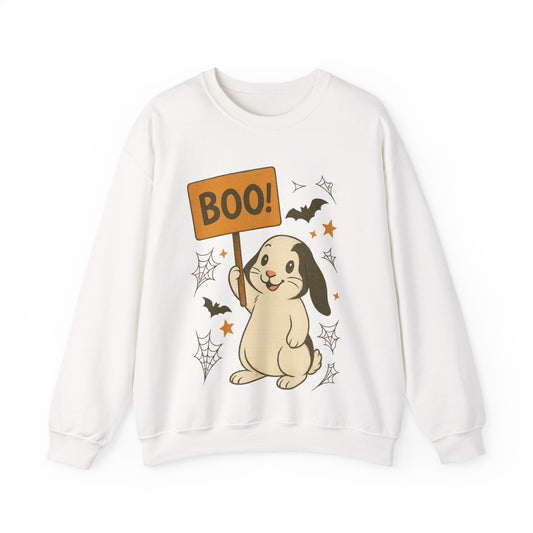 Boo Bunny Halloween Sweatshirt – Cozy Lop-Eared Rabbit & Spooky-Cute Fall Vibes - Unisex Heavy Blend™ Crewneck
