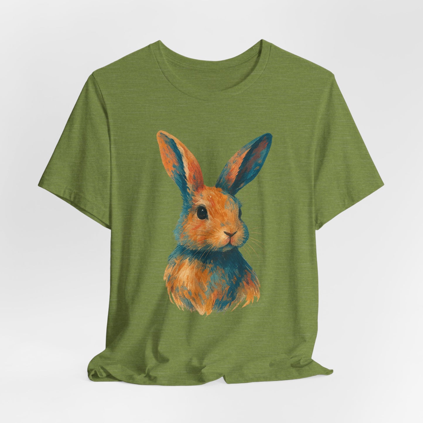 Golden Hour Bunny Unisex Short Sleeve Shirt – Painterly Rabbit Portrait T-Shirt - Artistic Graphic Tee for Animal Lovers - Unique Artwork