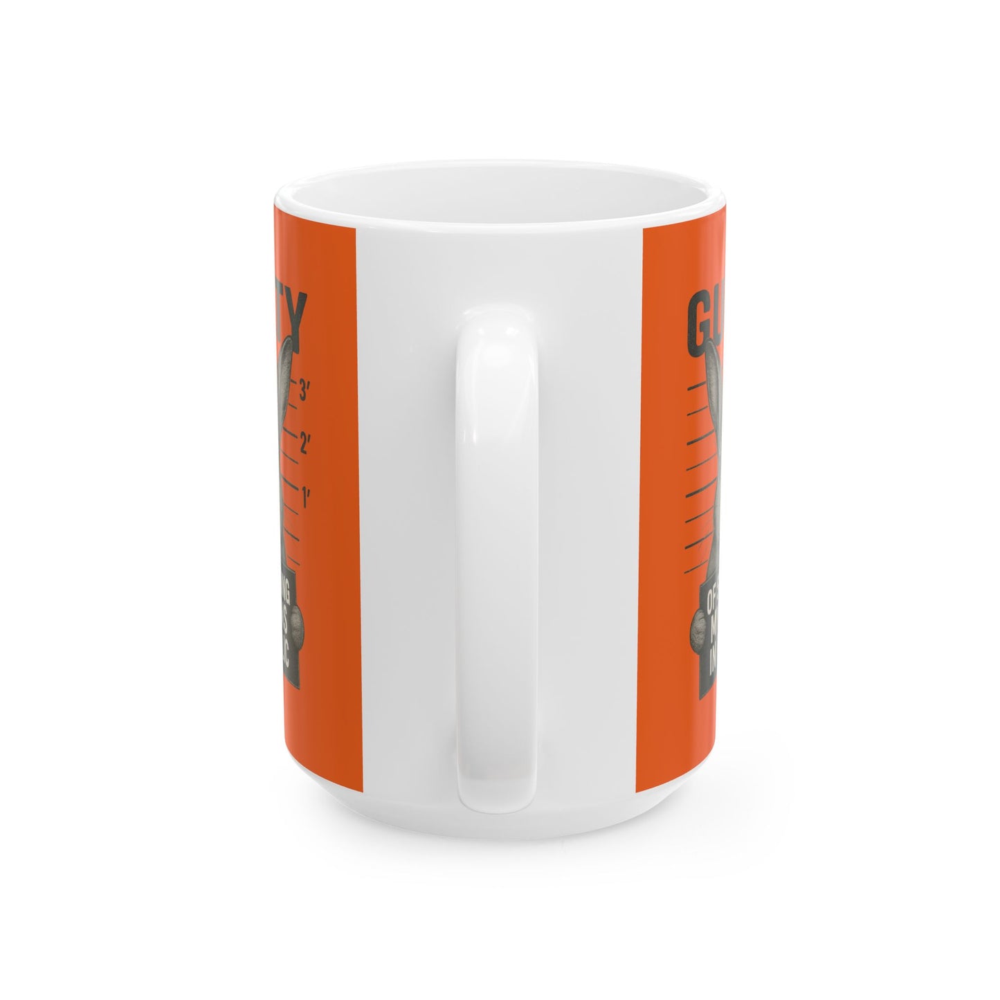 Guilty of Showing My Buns in Public with Orange Background Ceramic Mug - Gift for Coffee Lovers & Rabbit Show Exhibitors - Two Sizes: 11 oz & 15 oz