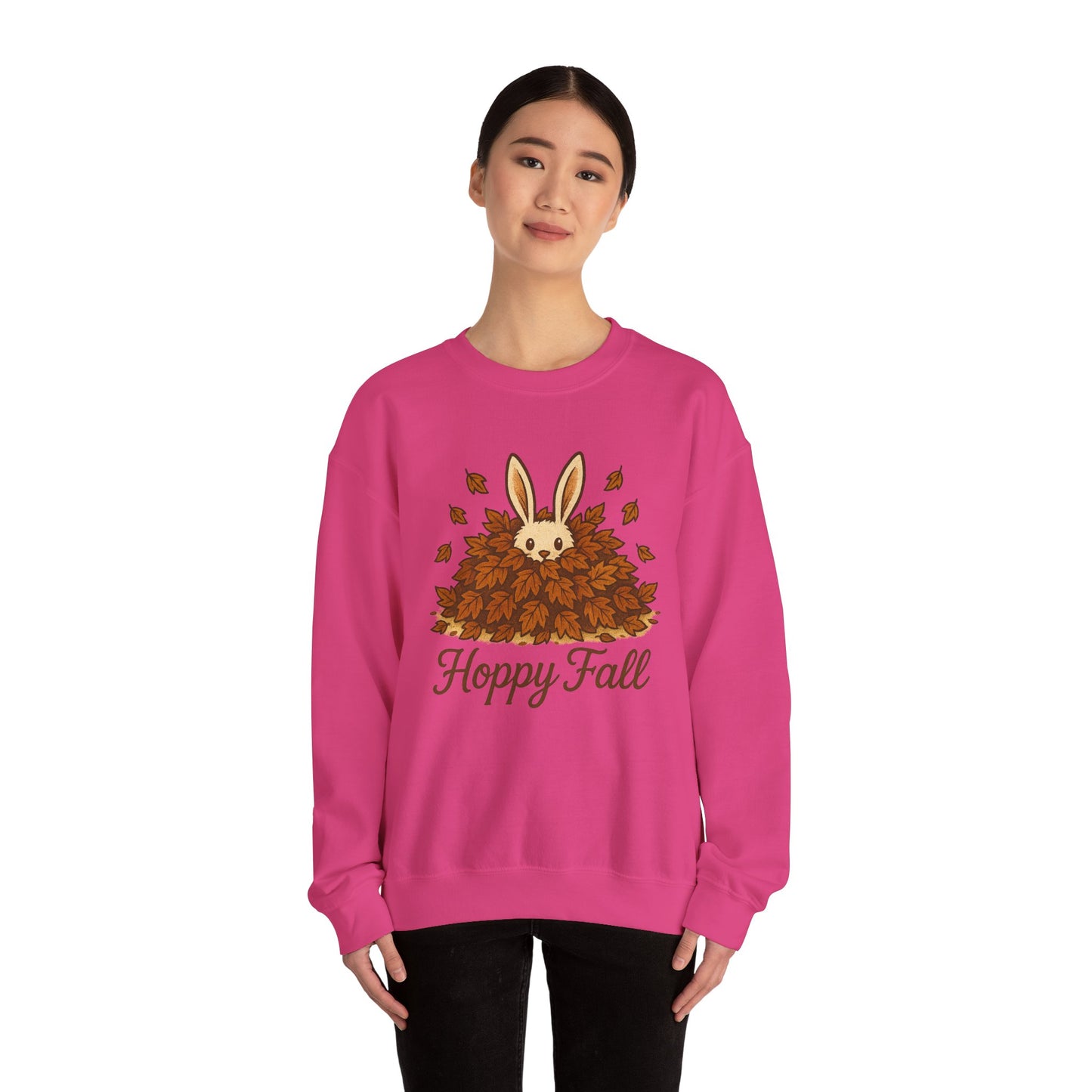 Hoppy Fall β Unisex Cozy Sweatshirt | Rabbit & Autumn Leaves Comfy Crewneck | Fall Fashion - Seasonal Halloween Gift