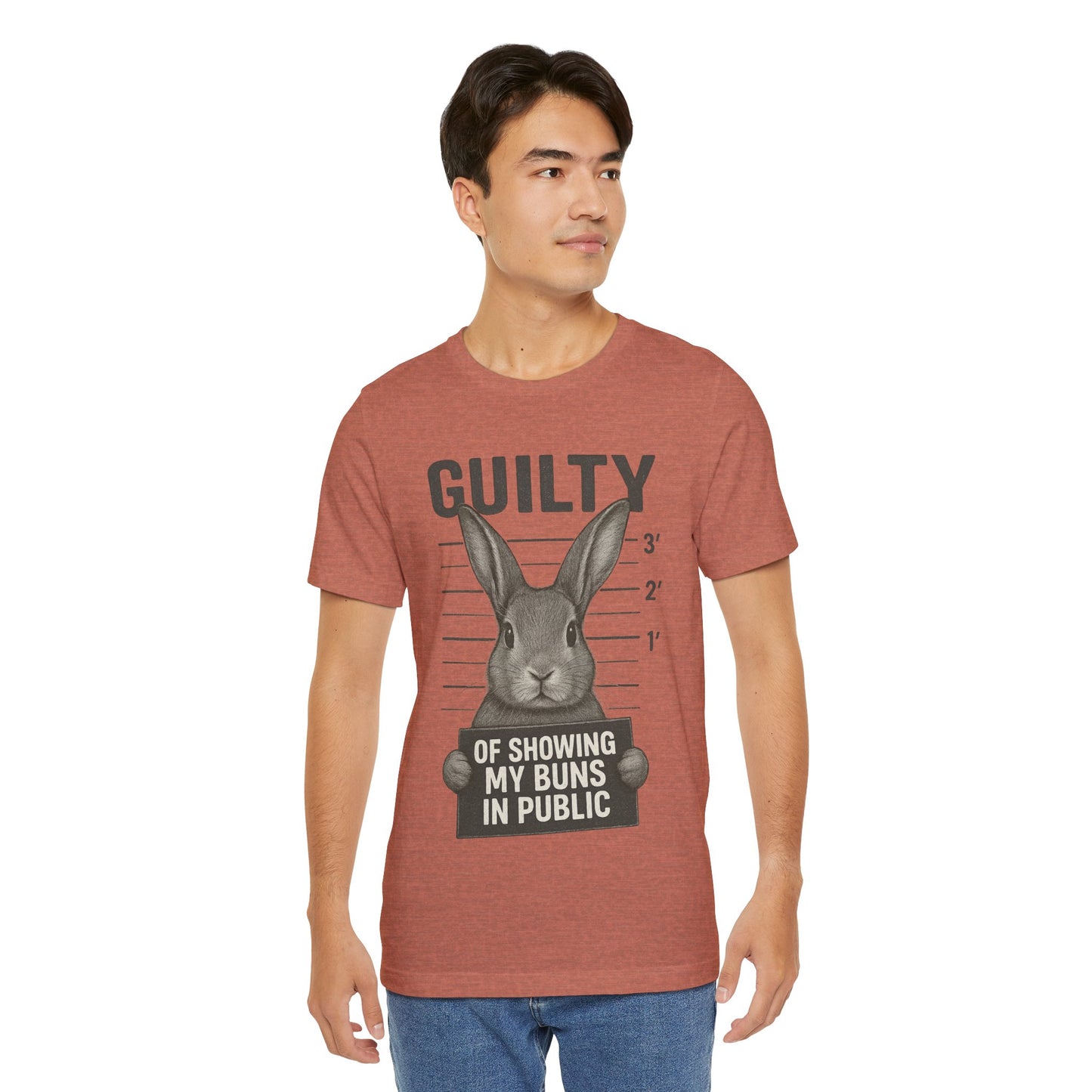 Guilty of Showing My Buns in Public Rabbit Exhibitor T-Shirt – Unisex Funny Bunny Graphic Tee - Quirky Gift for Animal Lovers
