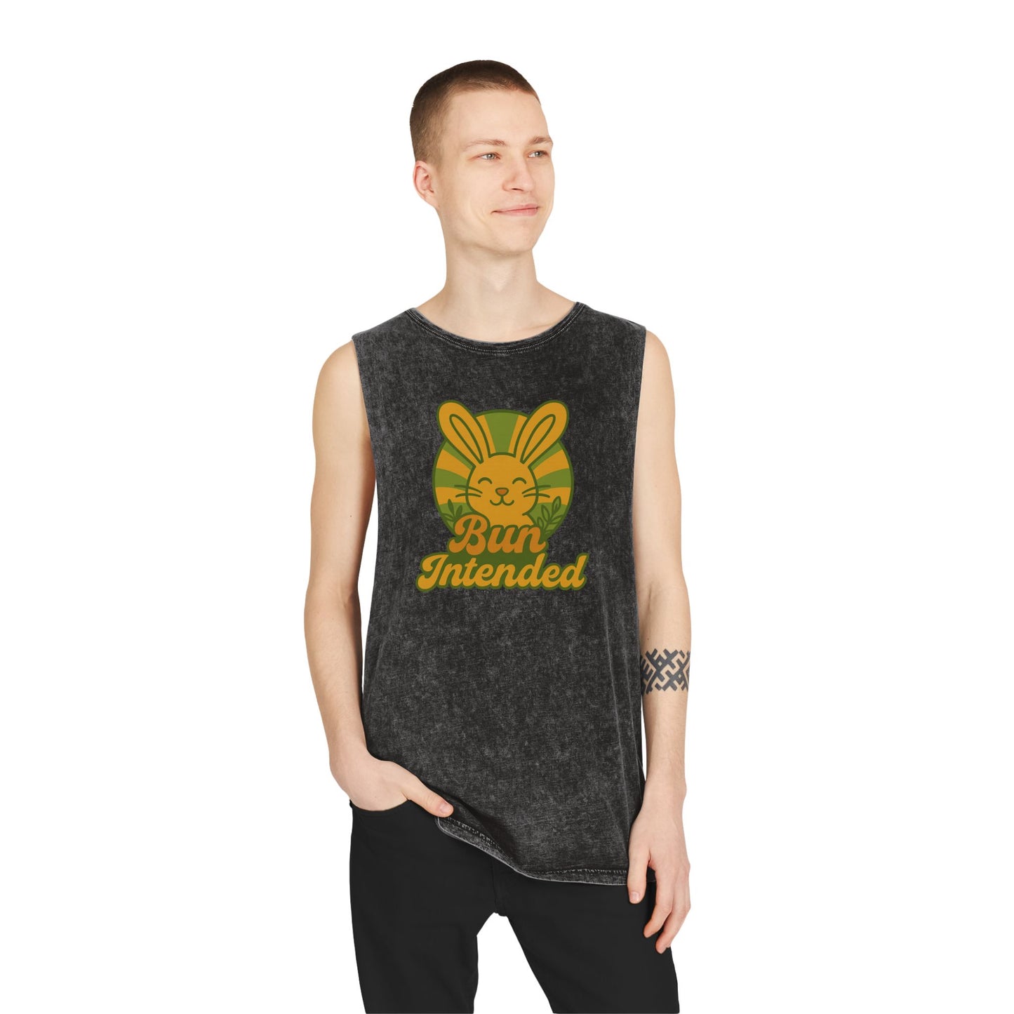 Stonewash Bun Intended Tank Top - Retro Graphic Tee - Vintage Casual Summer Wear - Gift for Rabbit Lovers - Everyday Style