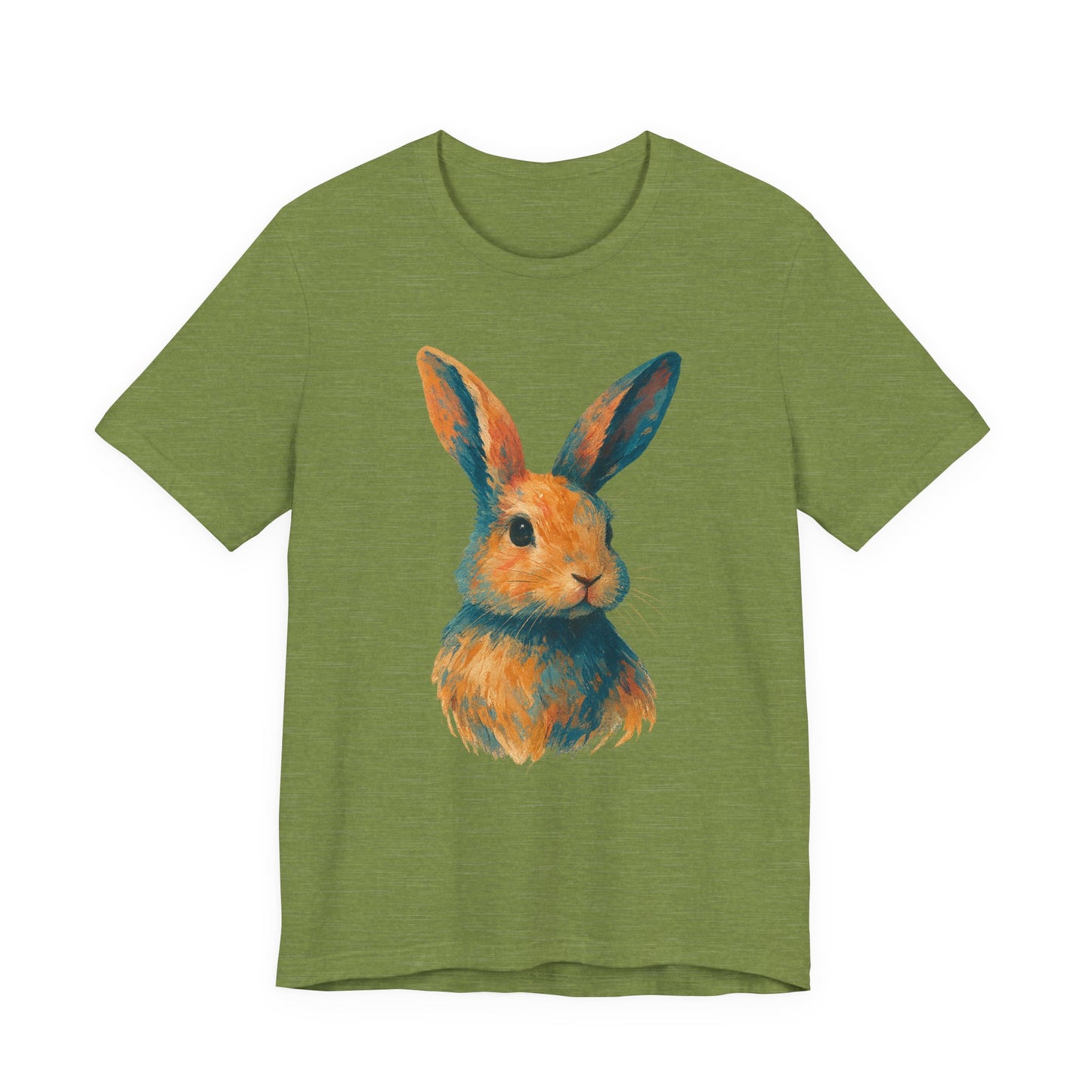 Golden Hour Bunny Unisex Short Sleeve Shirt – Painterly Rabbit Portrait T-Shirt - Artistic Graphic Tee for Animal Lovers - Unique Artwork