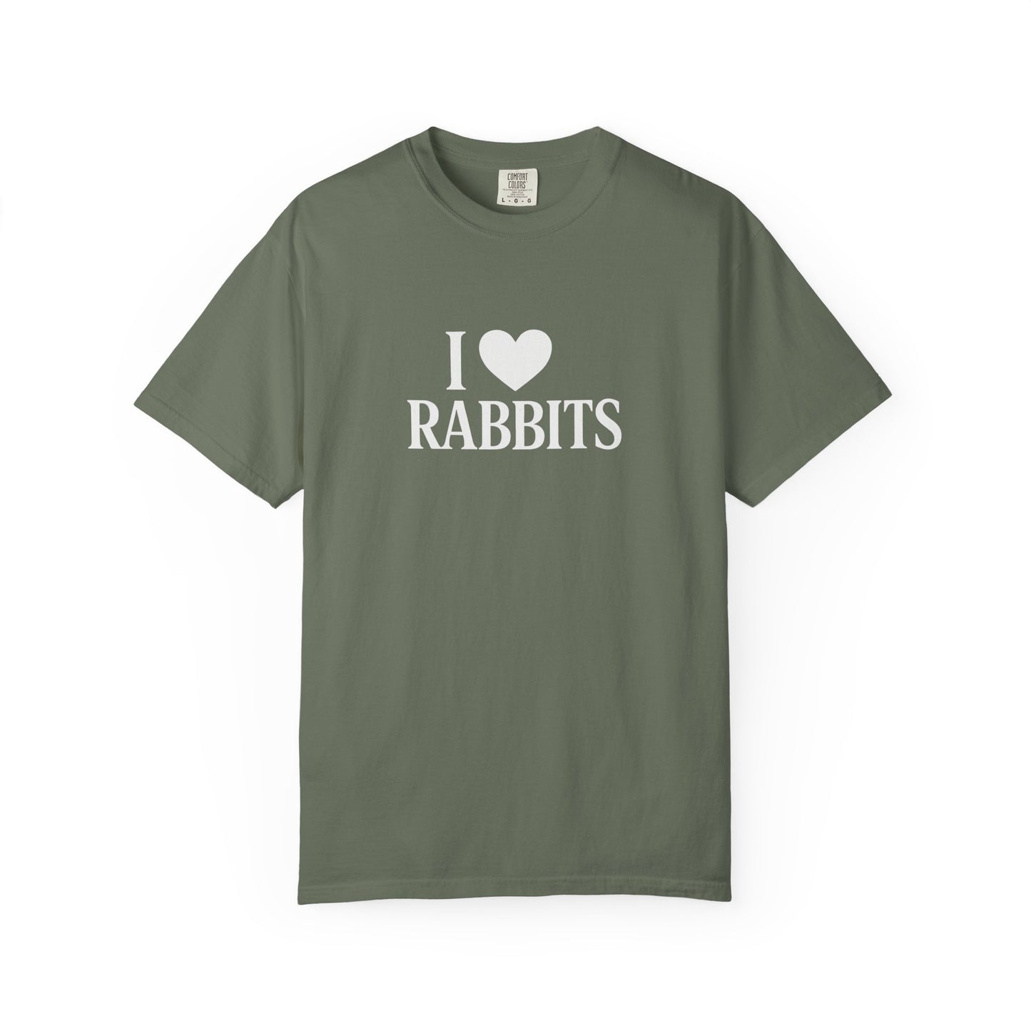 I ♥ Rabbits – Garment-Dyed Unisex Tee for Bunthusiasts - I Love Rabbits T-Shirt for Bunny Lovers
