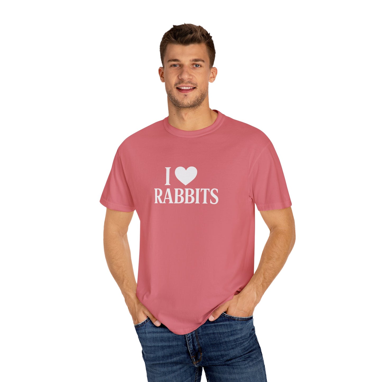 I ♥ Rabbits – Garment-Dyed Unisex Tee for Bunthusiasts - I Love Rabbits T-Shirt for Bunny Lovers
