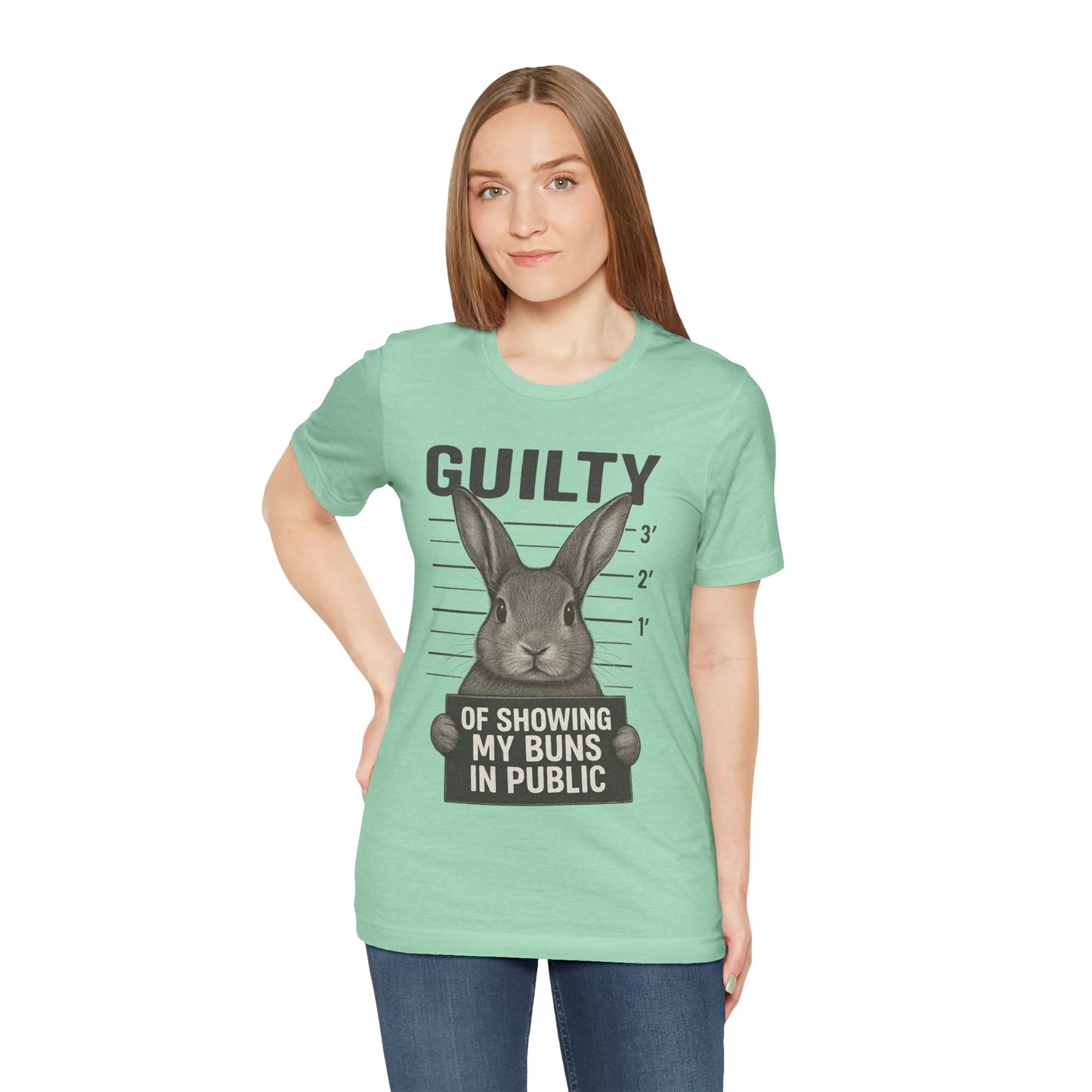 Guilty of Showing My Buns in Public Rabbit Exhibitor T-Shirt – Unisex Funny Bunny Graphic Tee - Quirky Gift for Animal Lovers