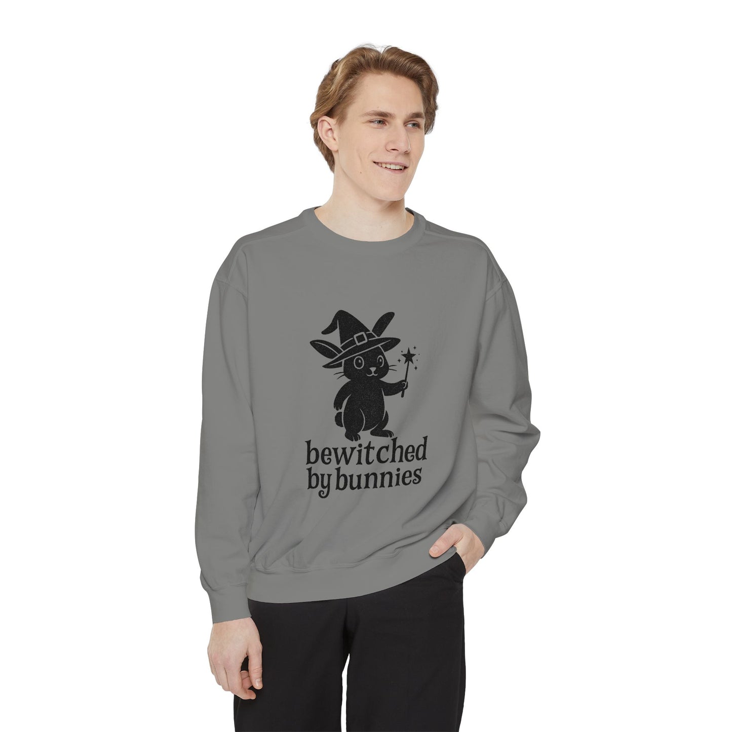 Bewitched by Bunnies Unisex Sweatshirt – Cozy Fall Rabbit Witch Pullover for Fall Festivities - Halloween Gift