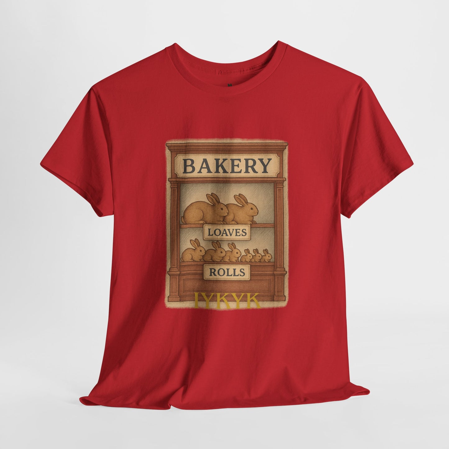 Loaves, Rolls & IYKYK – Bunny Bakery Tee - Unisex Short Sleeve - Vintage Bakery Shirt - Baking & Rabbit Lover Apparel