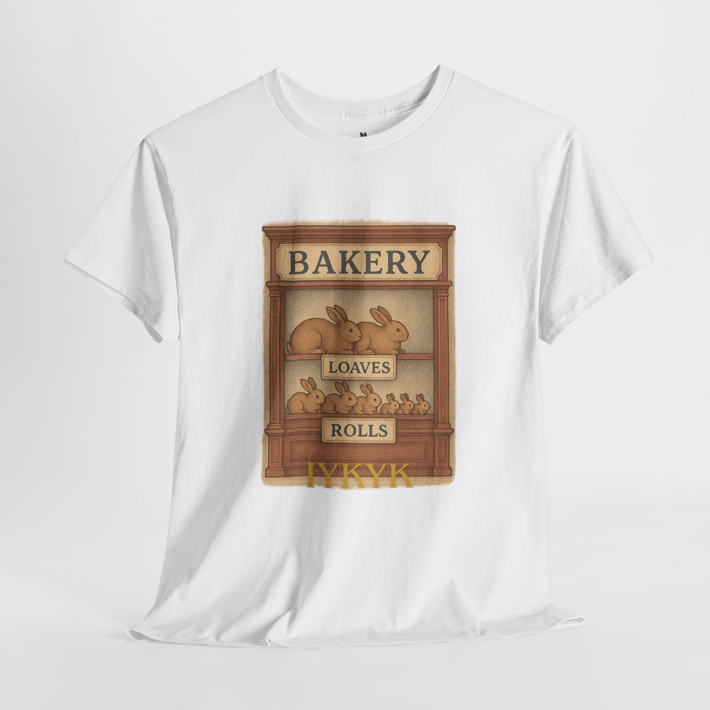 Loaves, Rolls & IYKYK – Bunny Bakery Tee - Unisex Short Sleeve - Vintage Bakery Shirt - Baking & Rabbit Lover Apparel