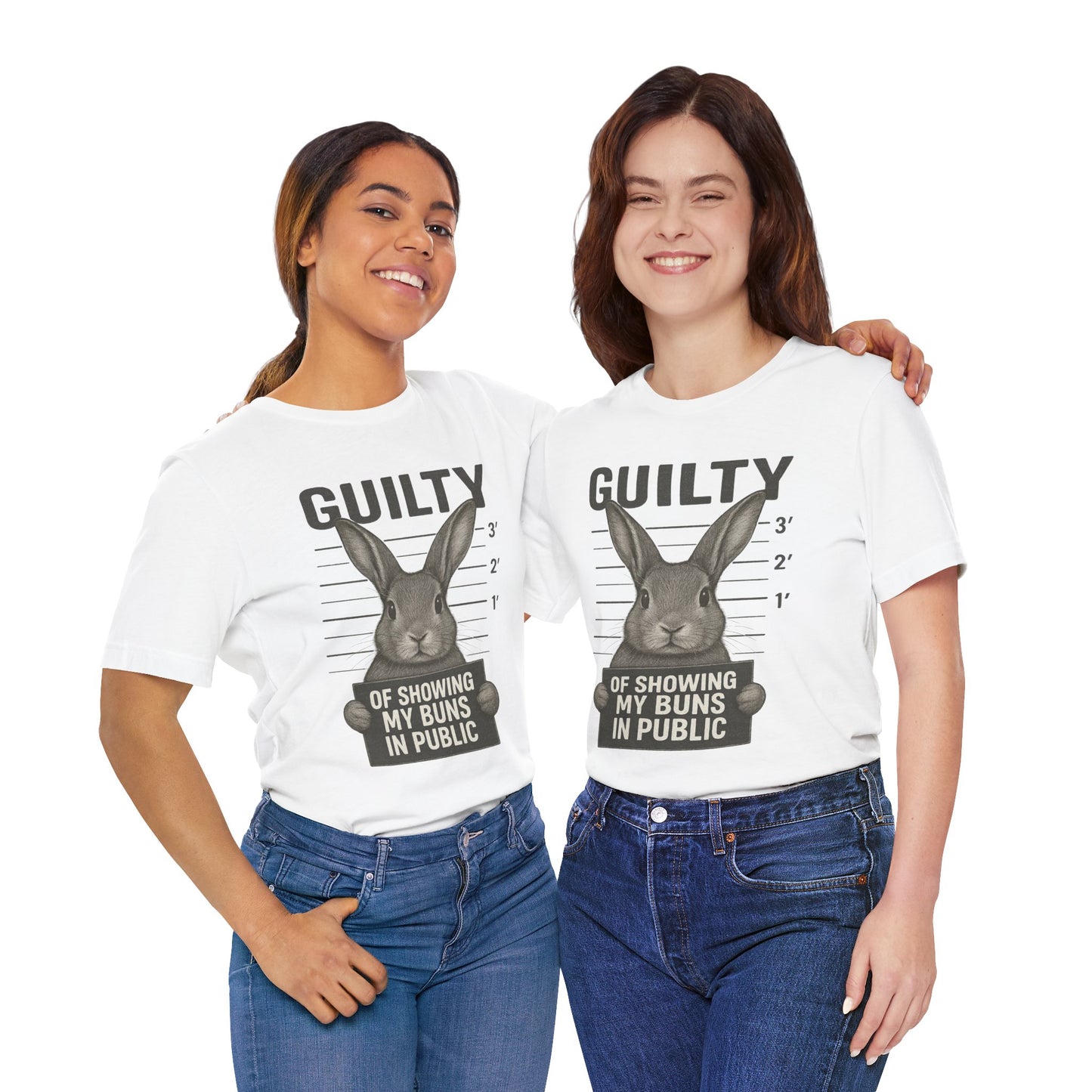 Guilty of Showing My Buns in Public Rabbit Exhibitor T-Shirt – Unisex Funny Bunny Graphic Tee - Quirky Gift for Animal Lovers
