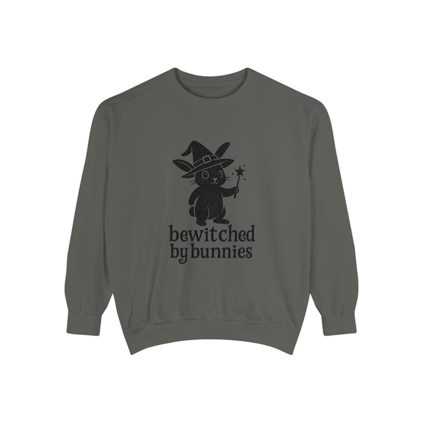 Bewitched by Bunnies Unisex Sweatshirt – Cozy Fall Rabbit Witch Pullover for Fall Festivities - Halloween Gift
