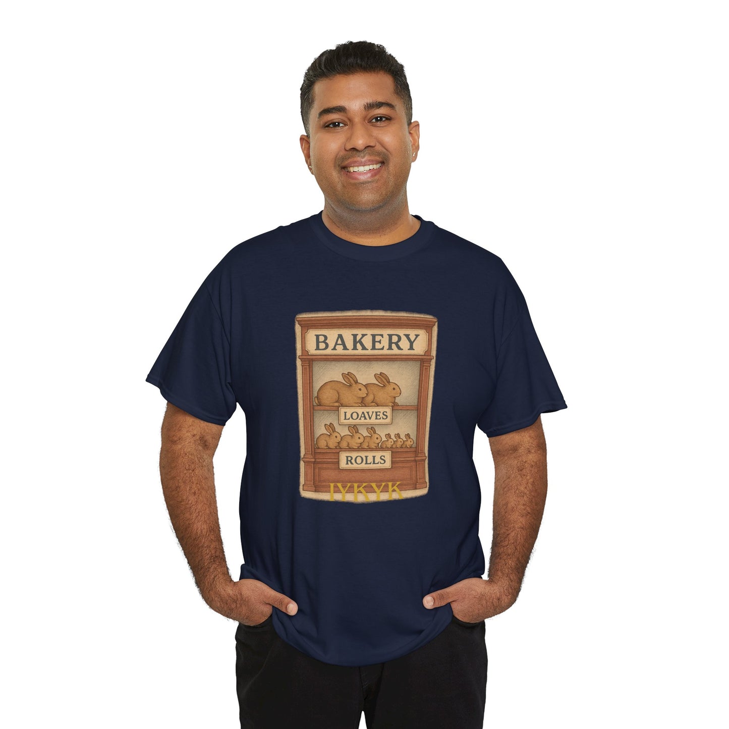 Loaves, Rolls & IYKYK – Bunny Bakery Tee - Unisex Short Sleeve - Vintage Bakery Shirt - Baking & Rabbit Lover Apparel