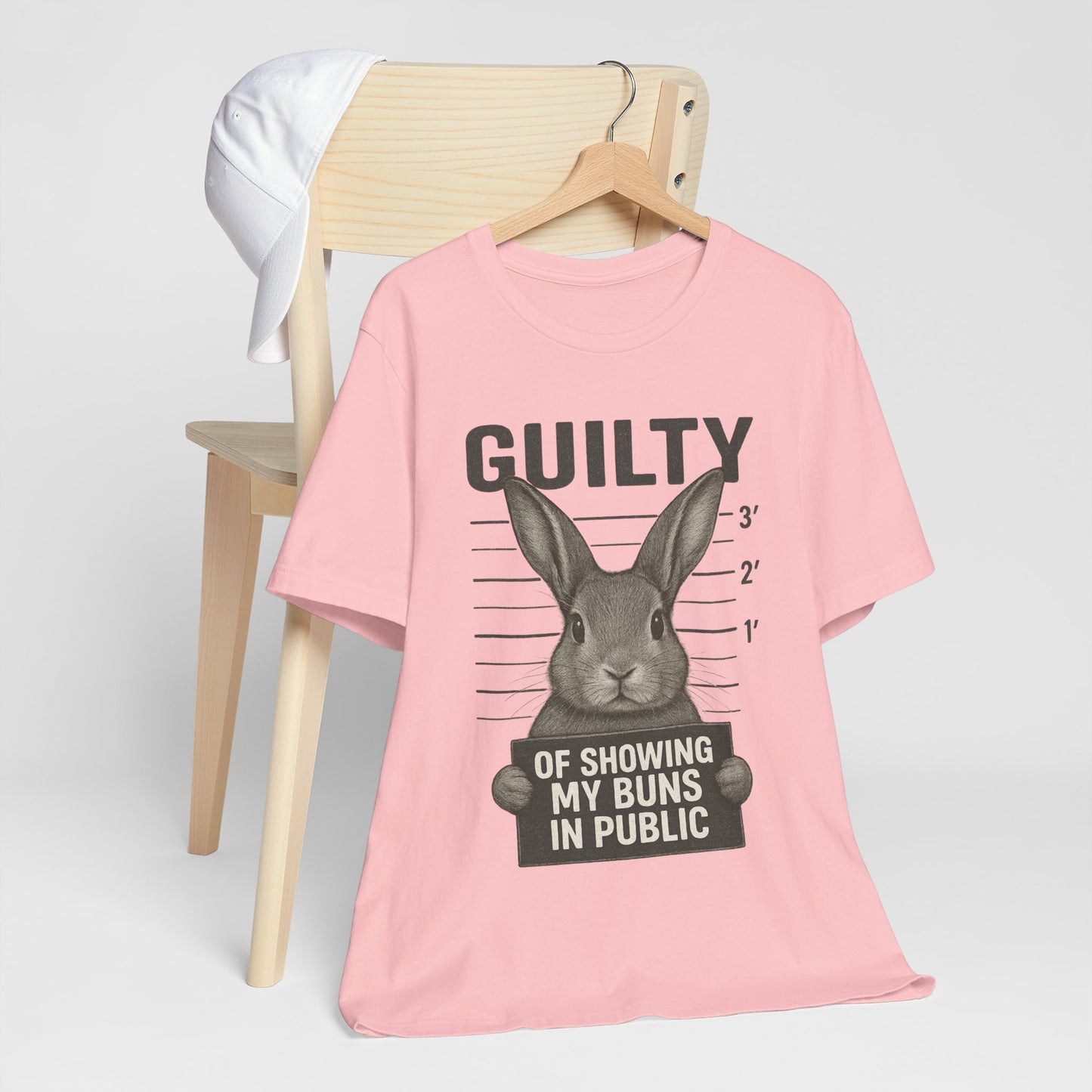 Guilty of Showing My Buns in Public Rabbit Exhibitor T-Shirt – Unisex Funny Bunny Graphic Tee - Quirky Gift for Animal Lovers