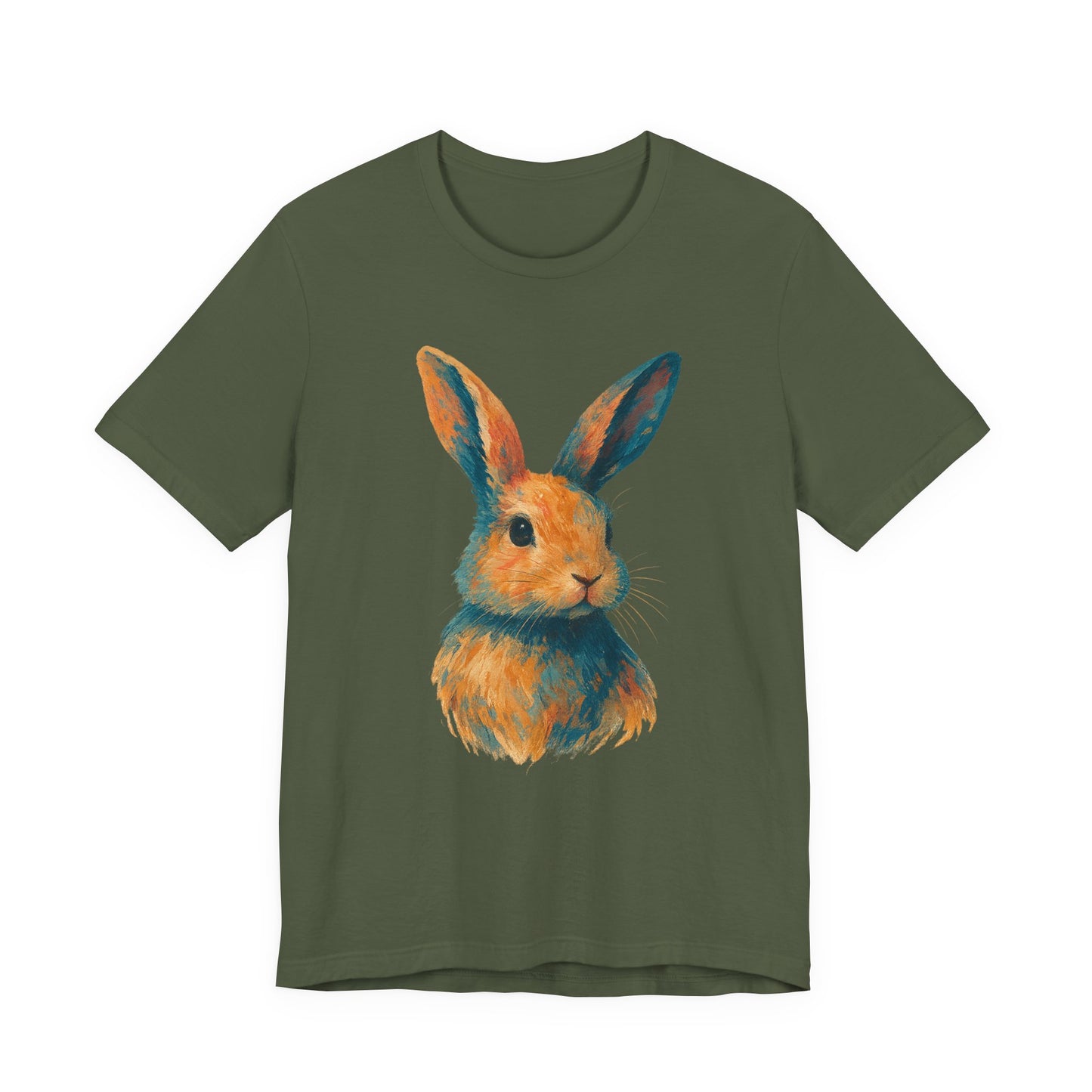 Golden Hour Bunny Unisex Short Sleeve Shirt – Painterly Rabbit Portrait T-Shirt - Artistic Graphic Tee for Animal Lovers - Unique Artwork