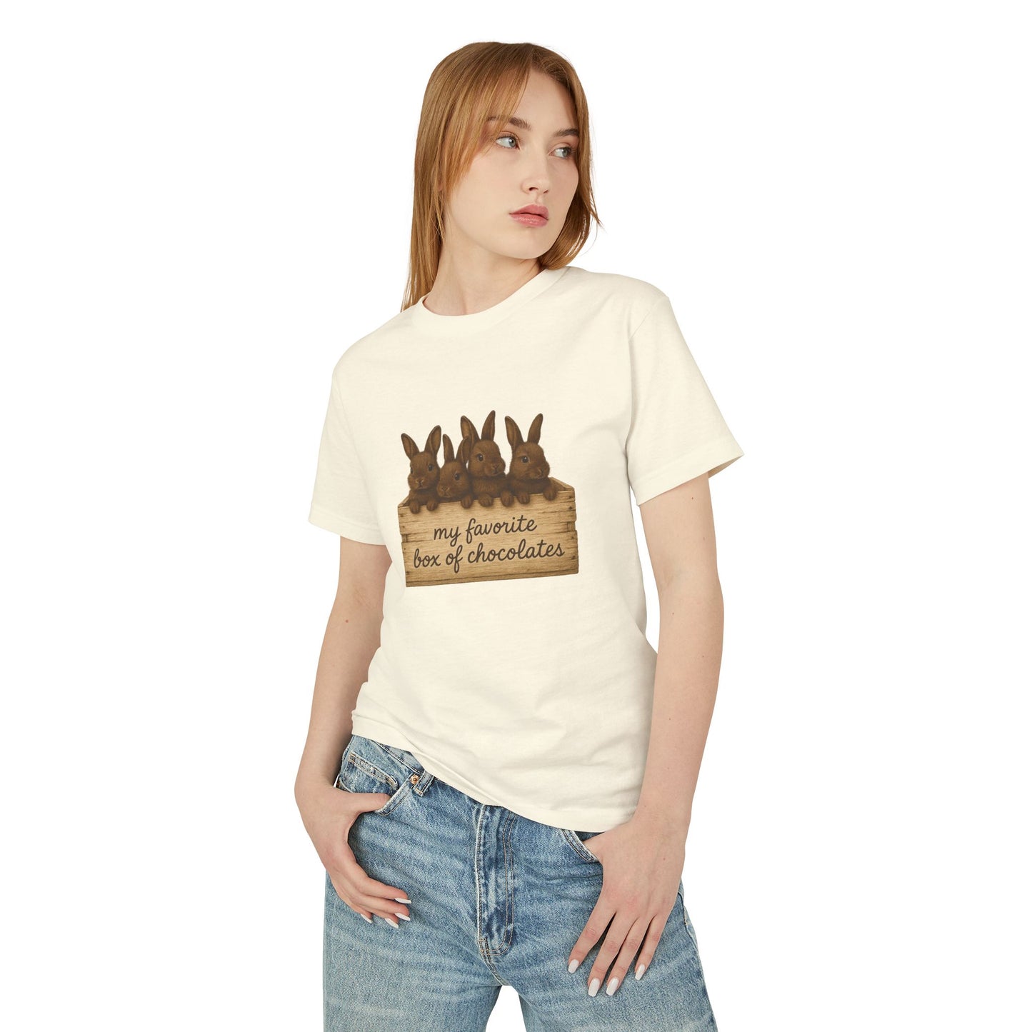 "My Favorite Box of Chocolates" Rustic Bunny Tee – Rabbit Breeder T-Shirt - Unisex Bunthusiast Shirt